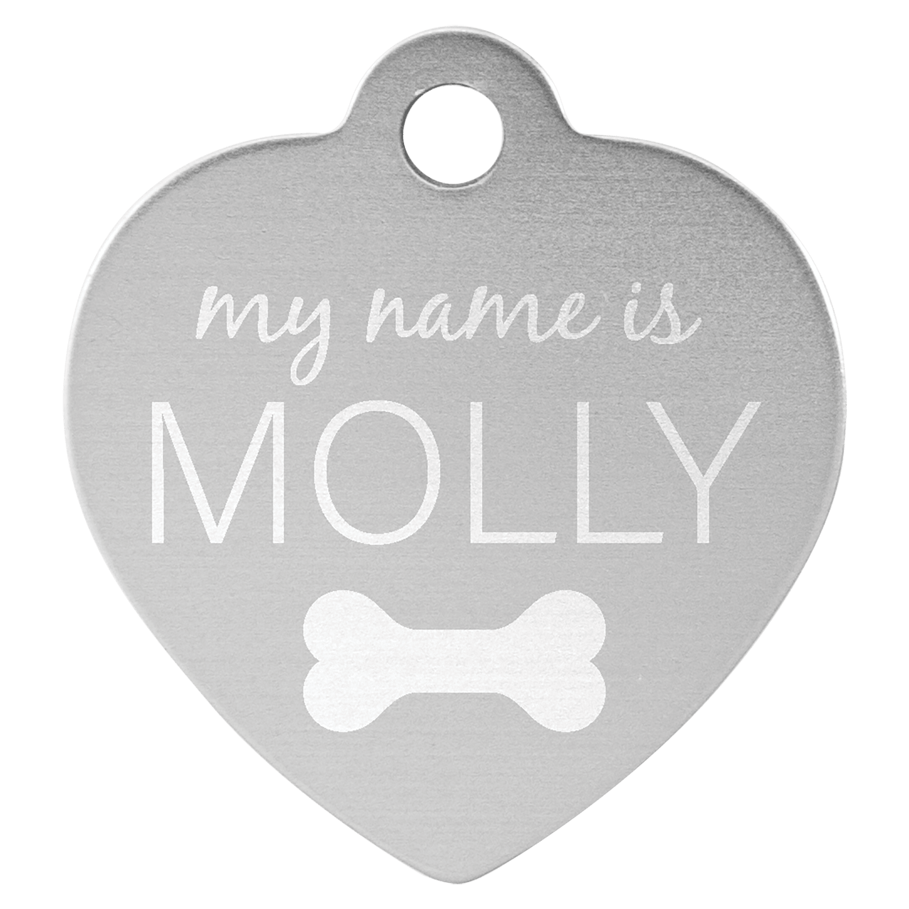 1 1/4" x 1 1/4" Silver Anodized Aluminum Heart Pet Tag 1