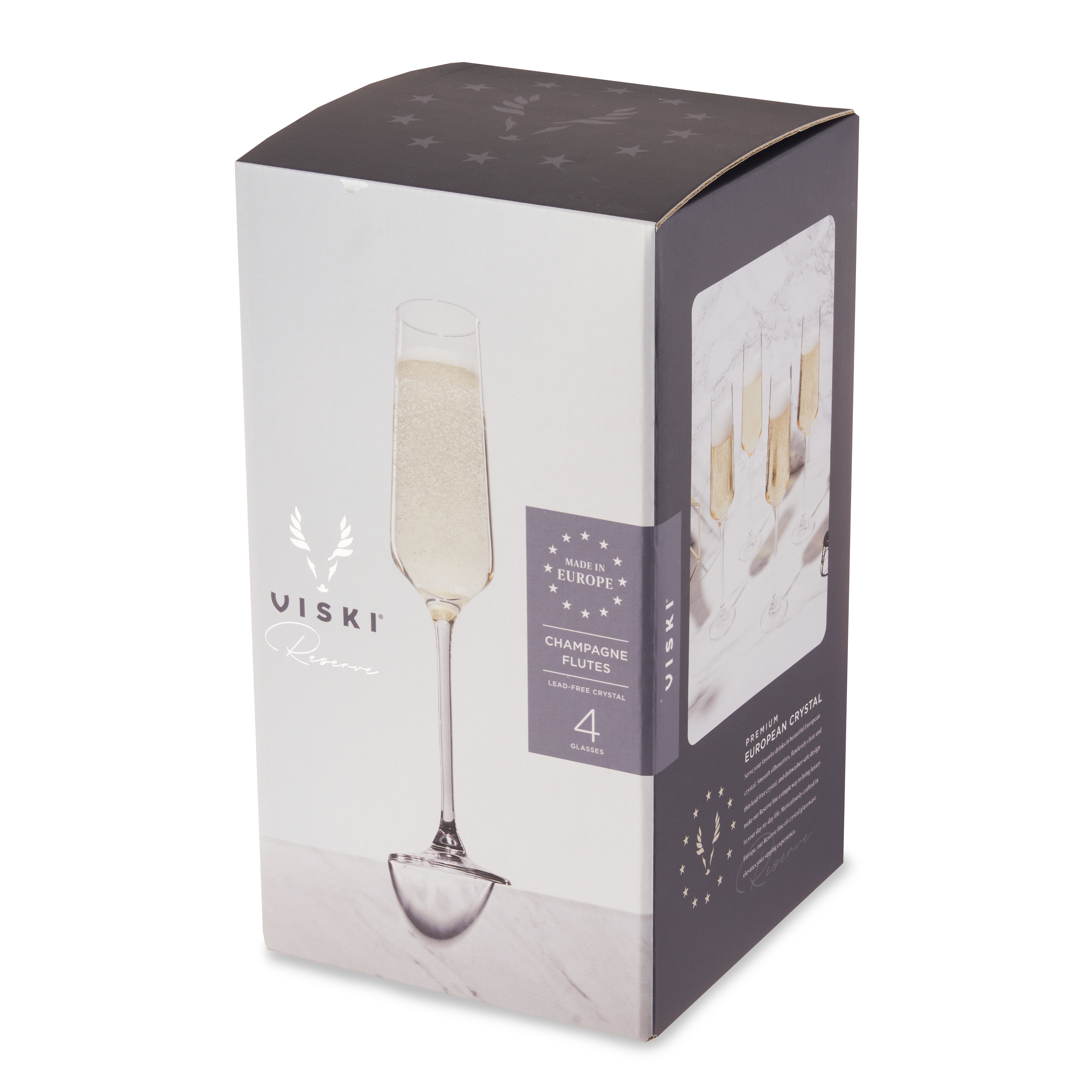 Viski® Reserve Inez Crystal Flute Glass, set of 4 8