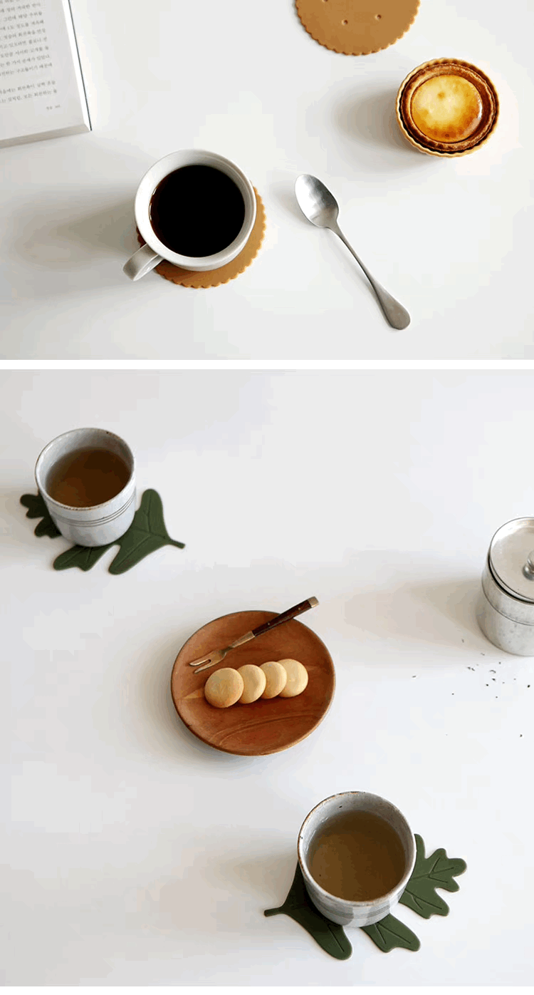Green Oak Leaf Coasters 5