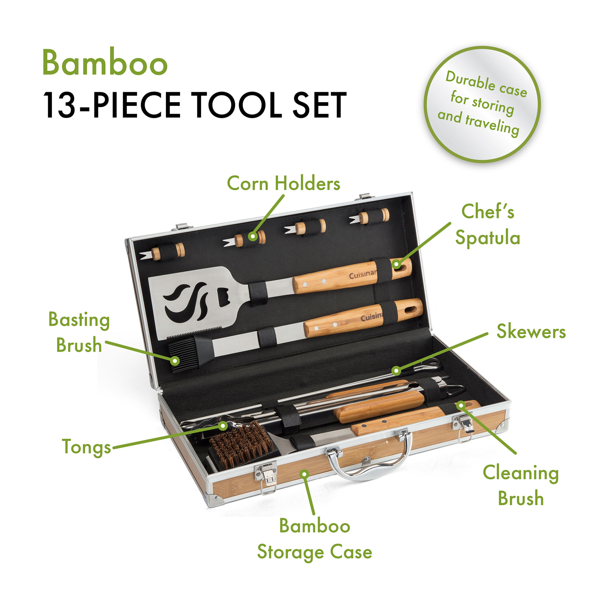 Cuisinart Outdoors® Bamboo 13 PC Grill Tool Set 11