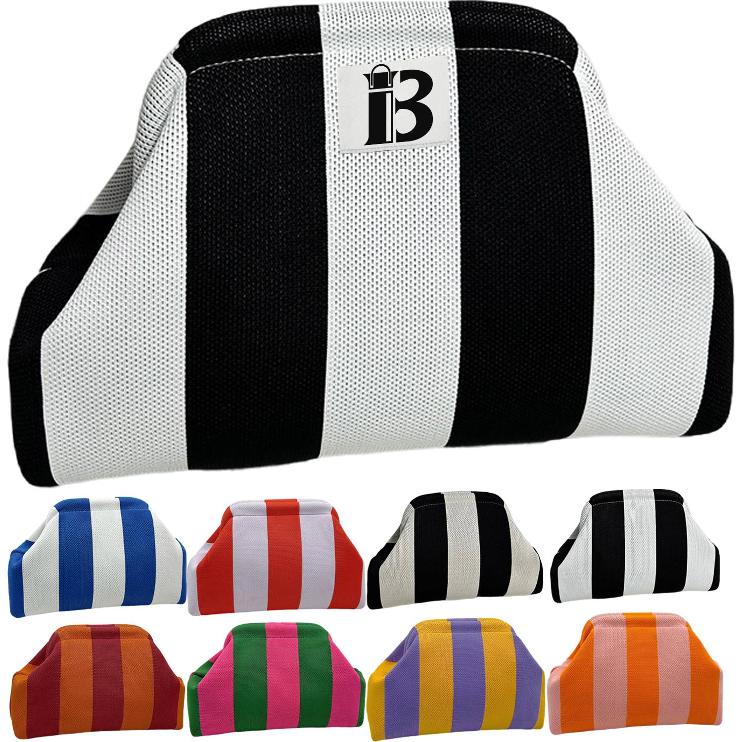 Women Polyester Cloud Striped Print Clutch Purse 1