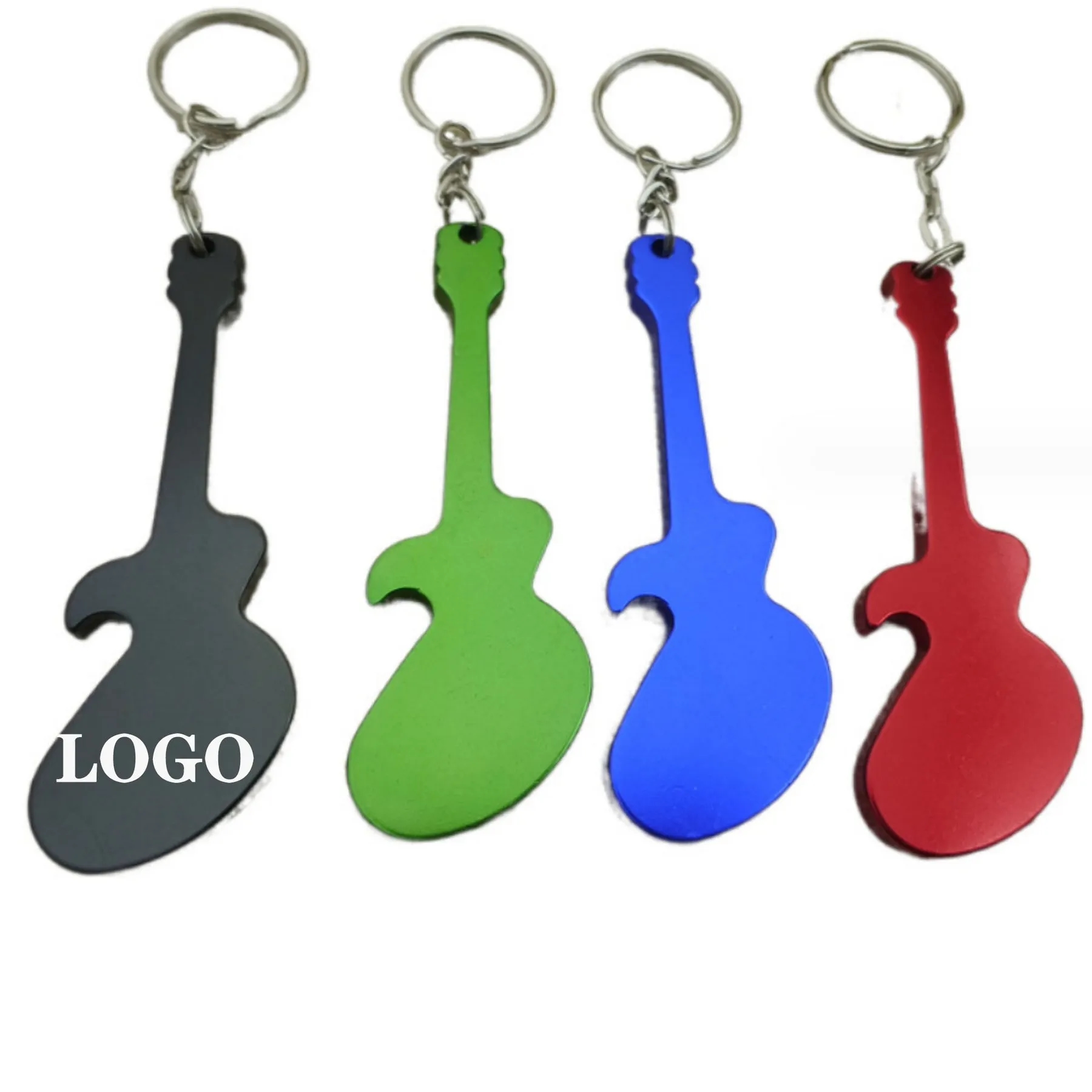 Guitar Shaped Aluminum Bottle Opener with Key Chain 2
