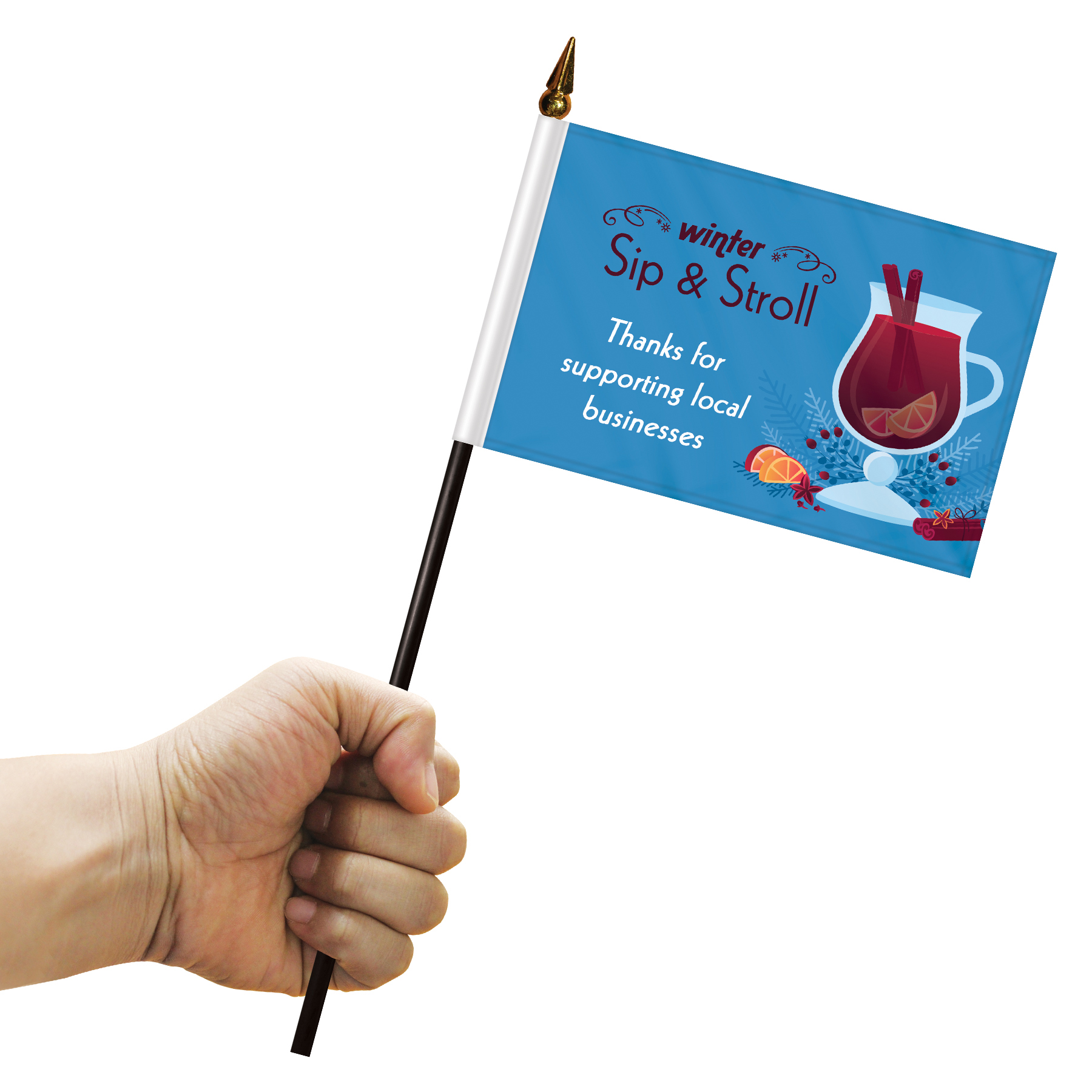 Double Sided Stick Flag with Black Plastic Weighted Base 12
