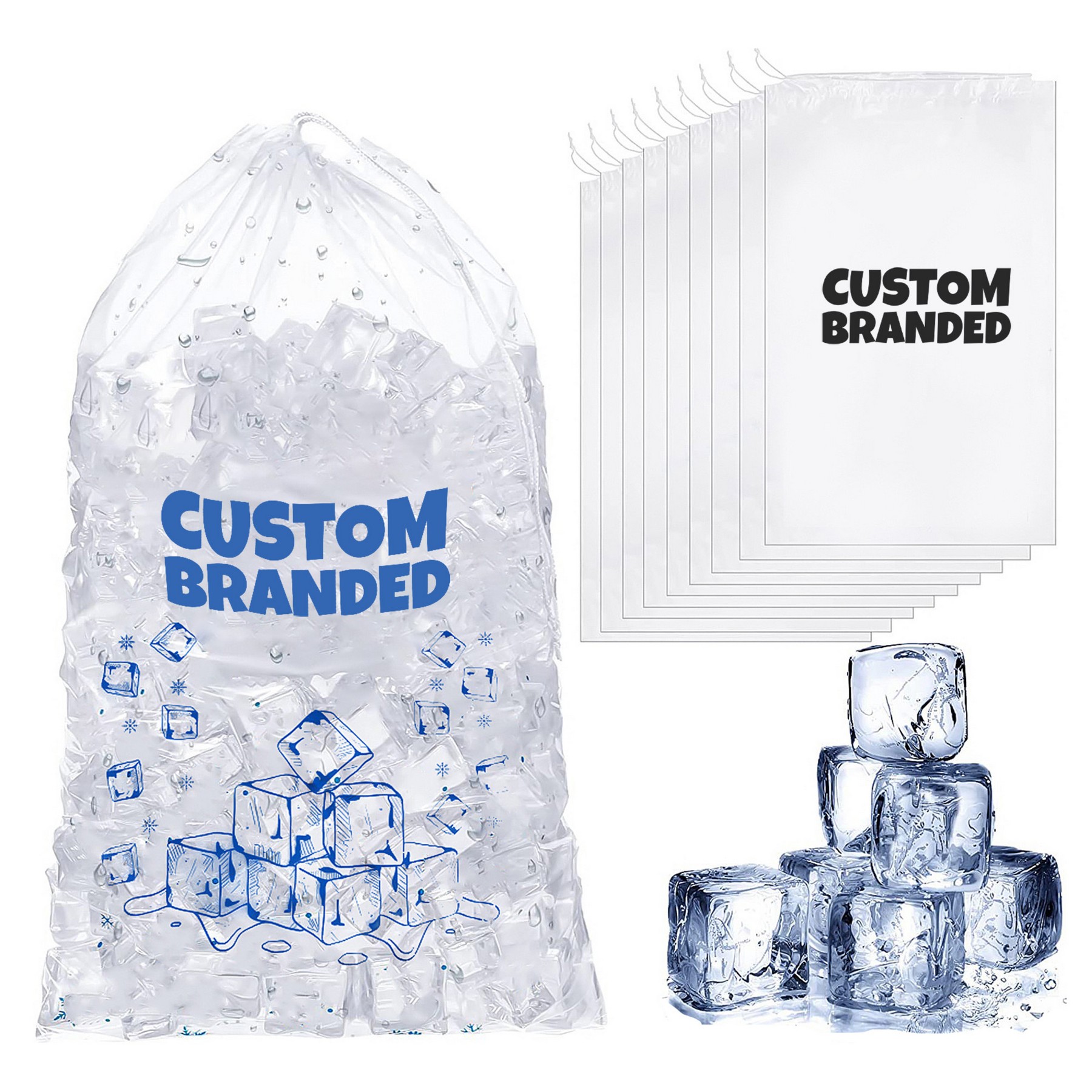 Custom Plastic Ice Bags With Drawstring