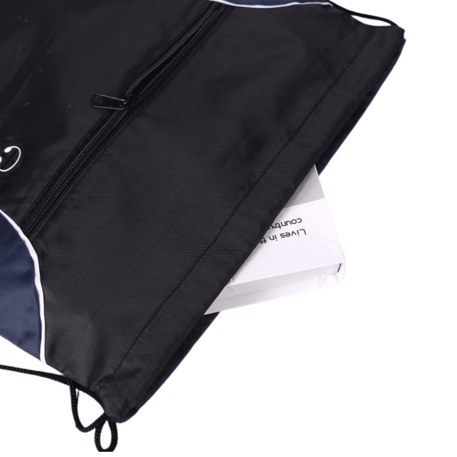 Tri-Color Drawstring Backpack with Earphone Slot & Front Zipper (14" x 18") 4
