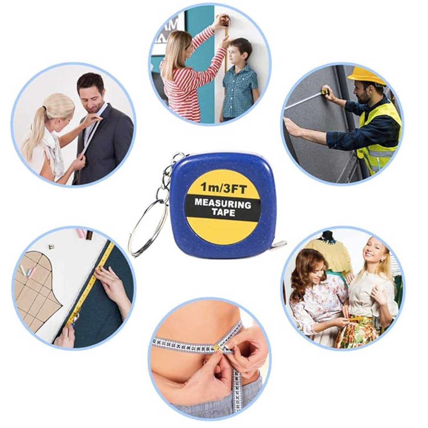 Mini Auto Retractable 1M Tape Measure Keychain Ruler Gift 5