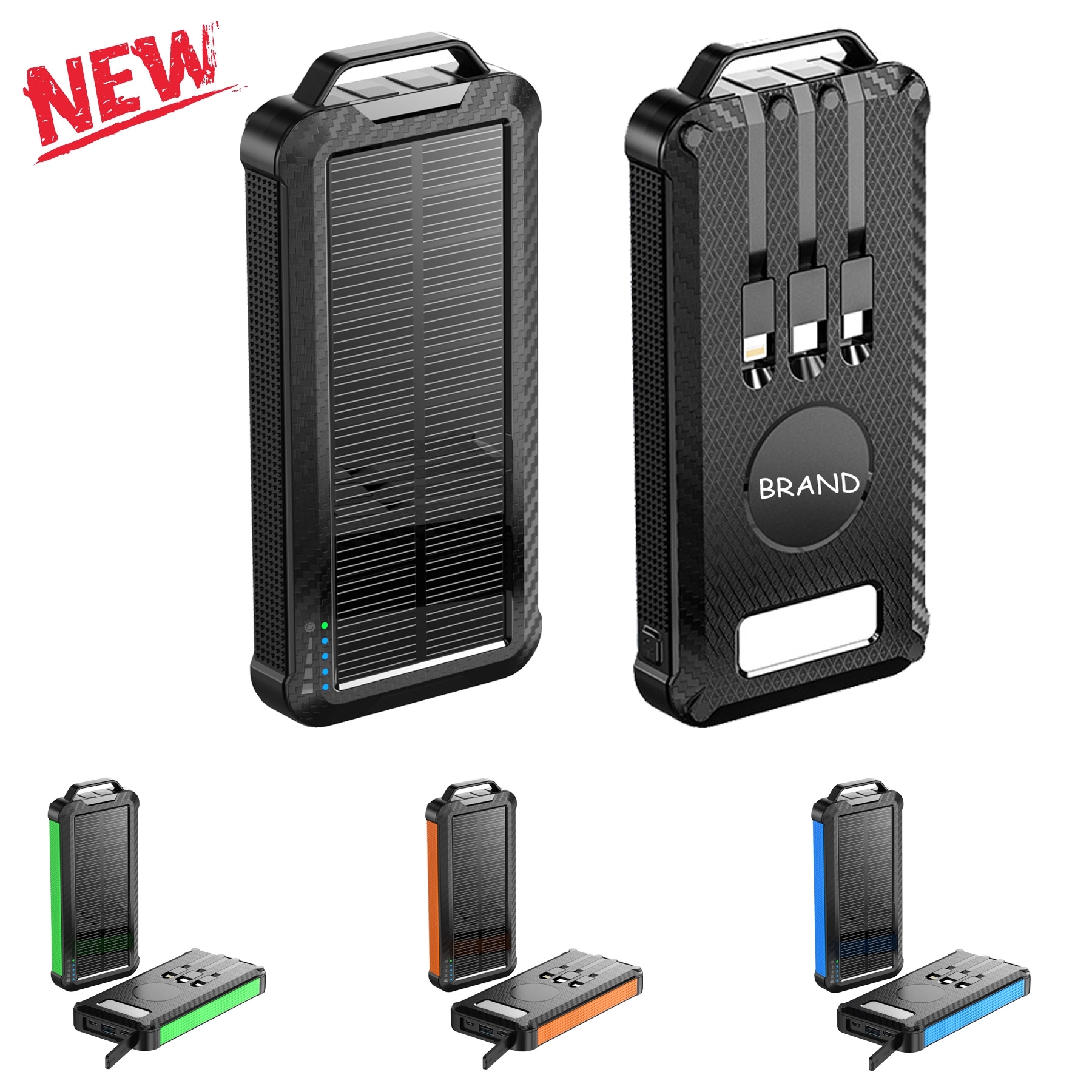 10000mah Solar Power Bank & Wireless Charger Built-in Cable 6