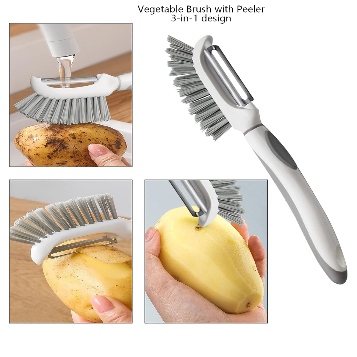 Vegetable Fruit Brush with Peeler 2 in 1 3