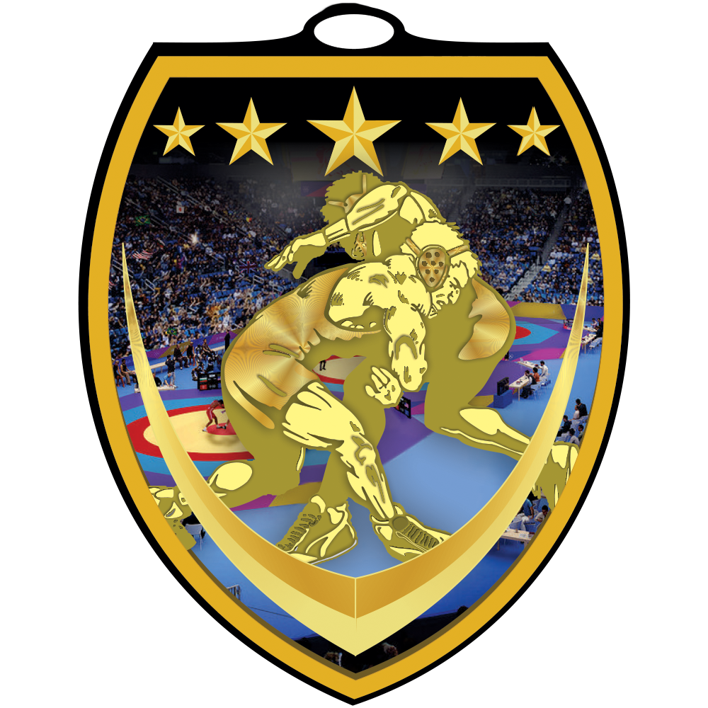 Wrestling Vibraprint™ Shield Medallion (3")
