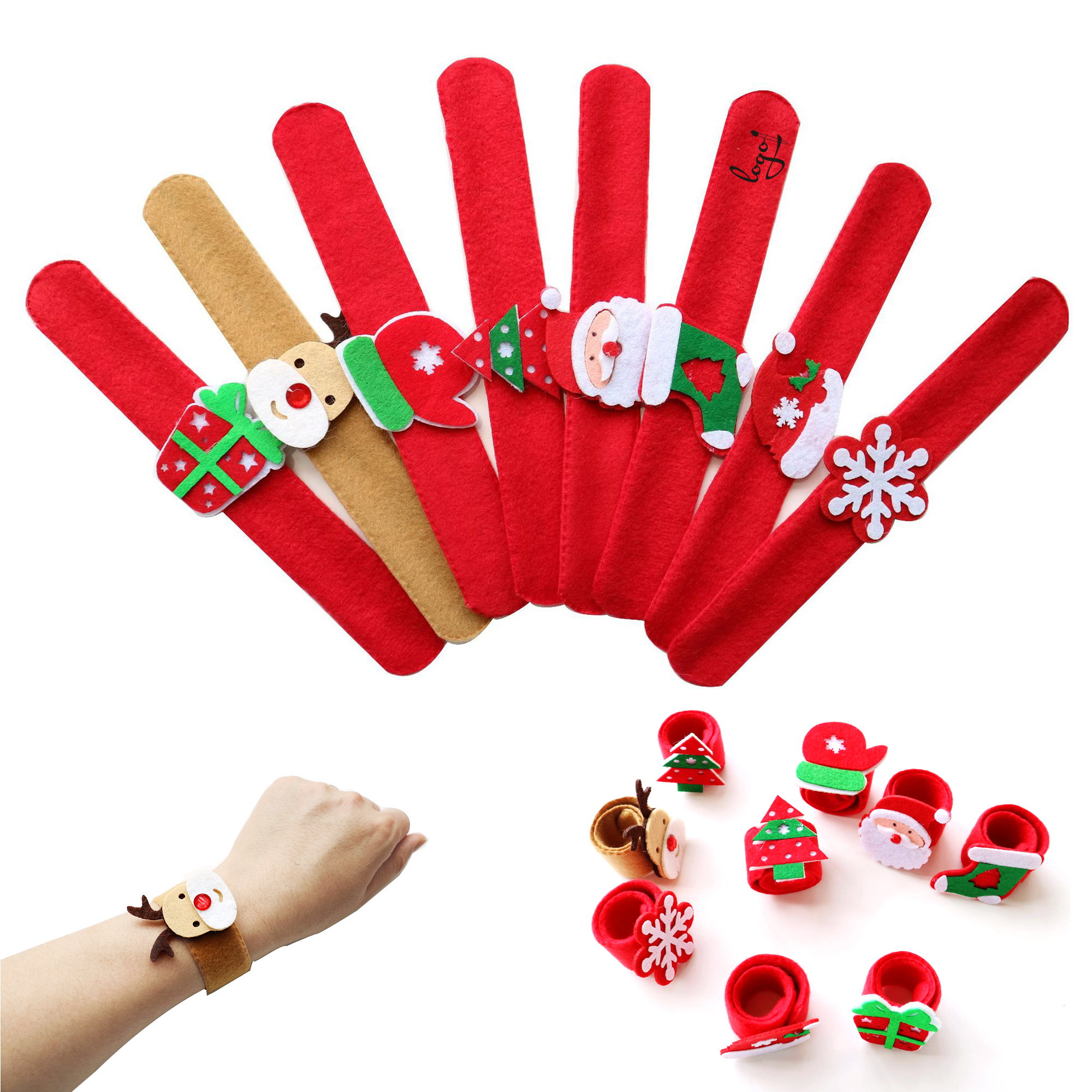 Festive Felt Snap Christmas Slap Stuffed Bracelets 2