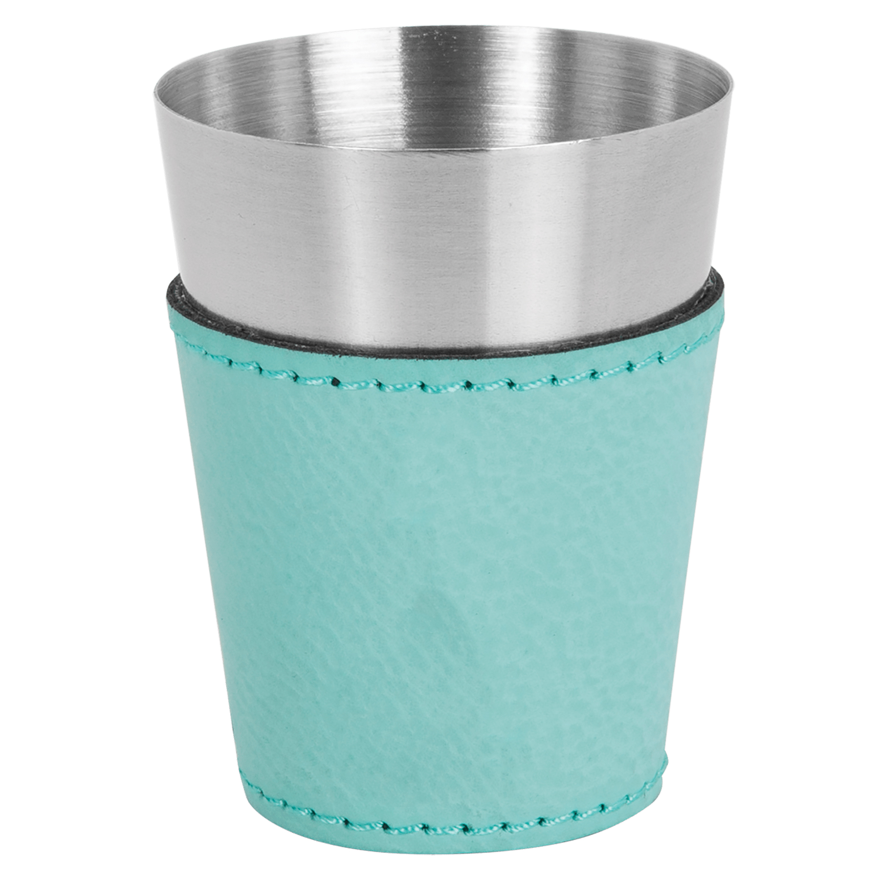 2oz. Teal Leatherette & Stainless Steel Shot Glass 3