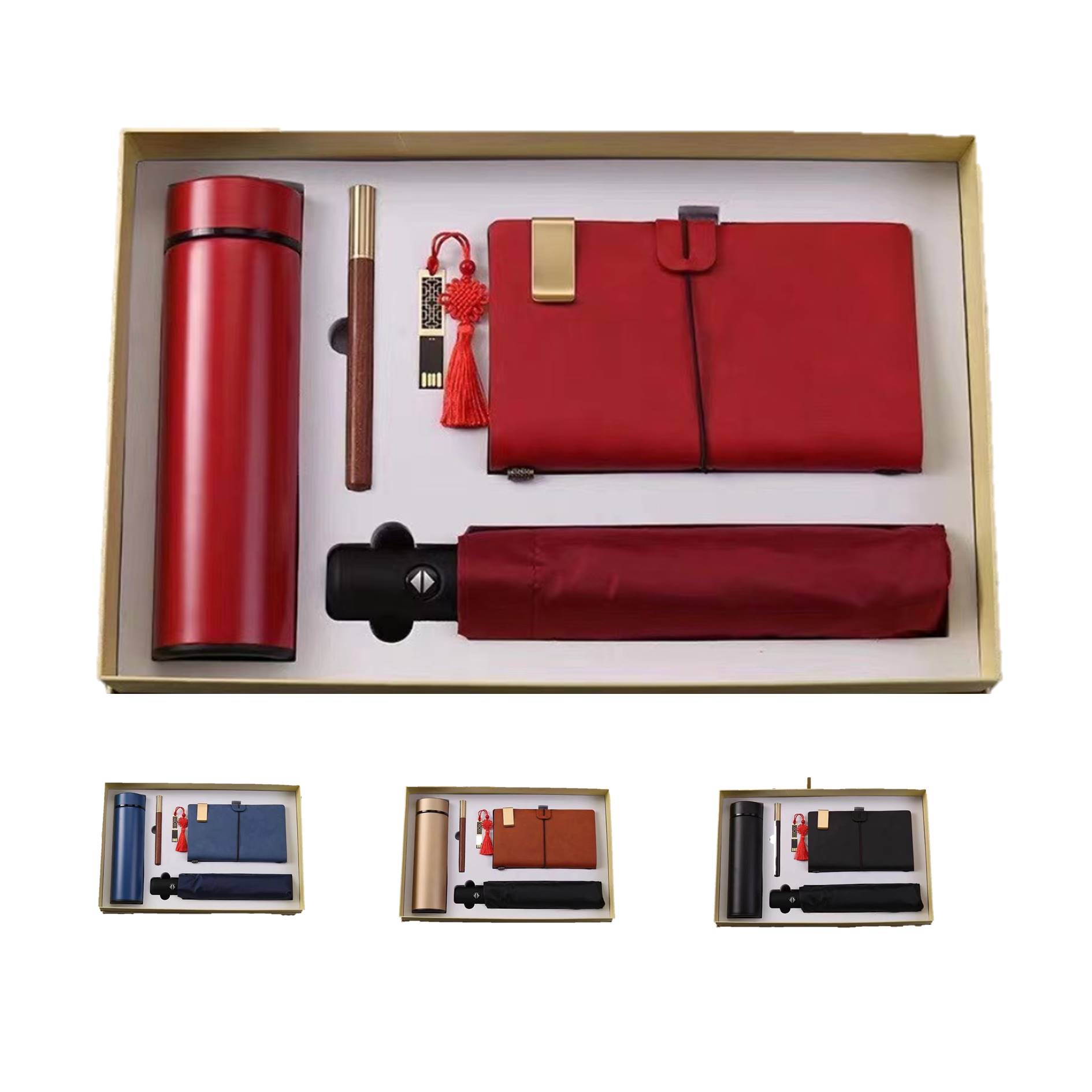 Business Gift Set Umbrella Tumbler Notebook Pen Usb Drive 3