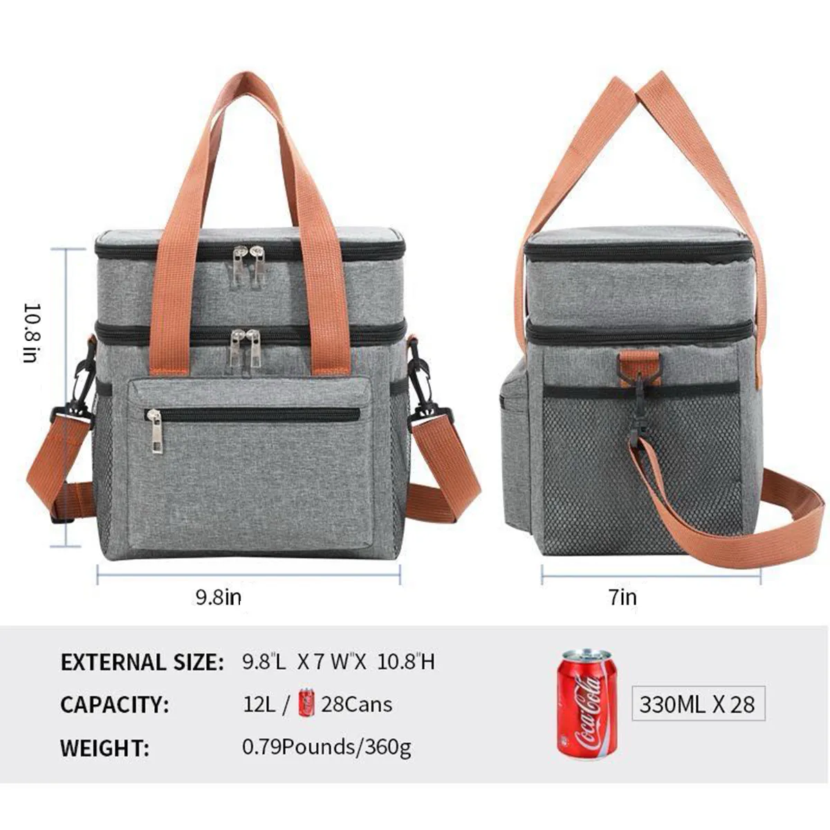12L Double Insulated Lunch Bag Cooler Picnic Box 4