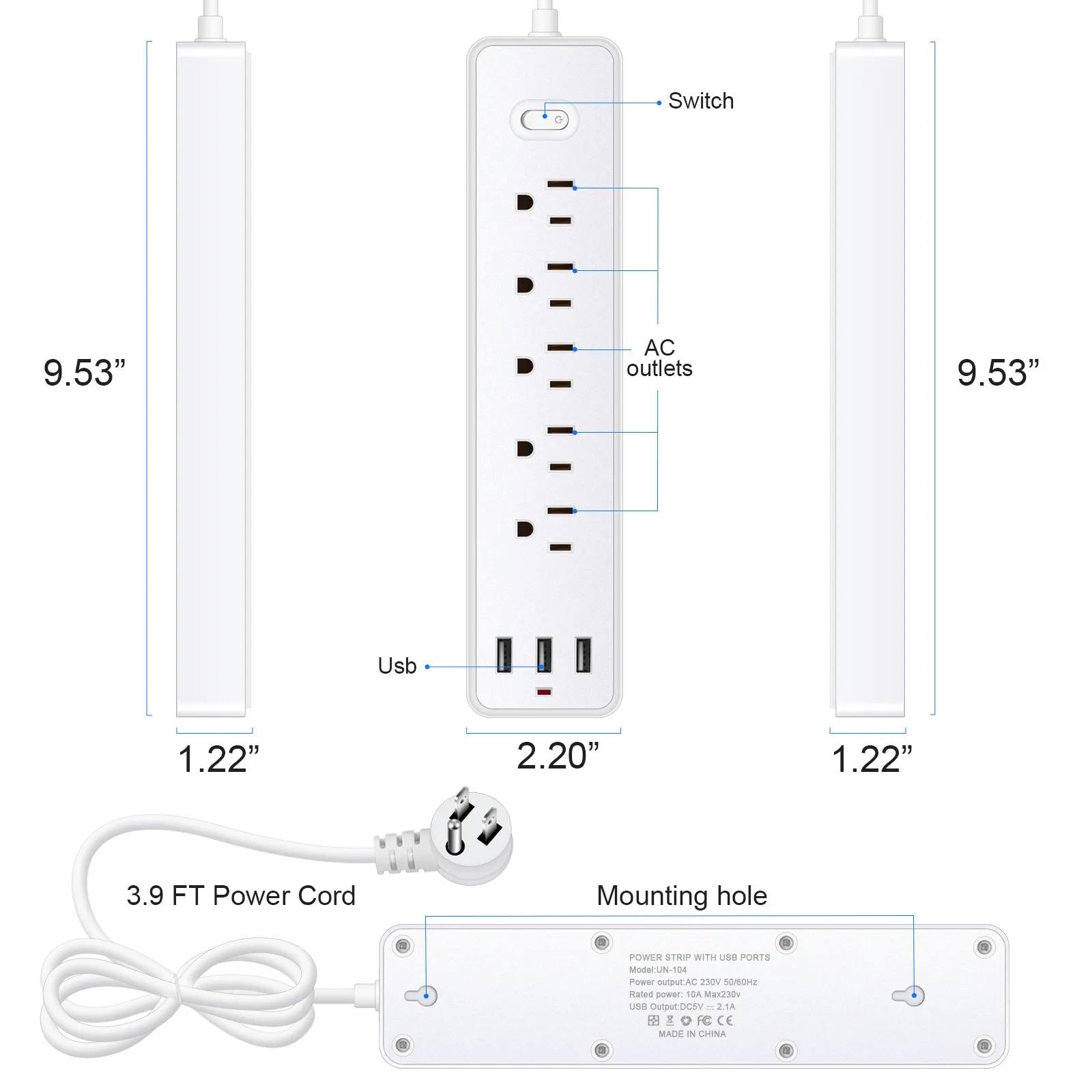 Surge Protector Power Strip for Home/Office 3