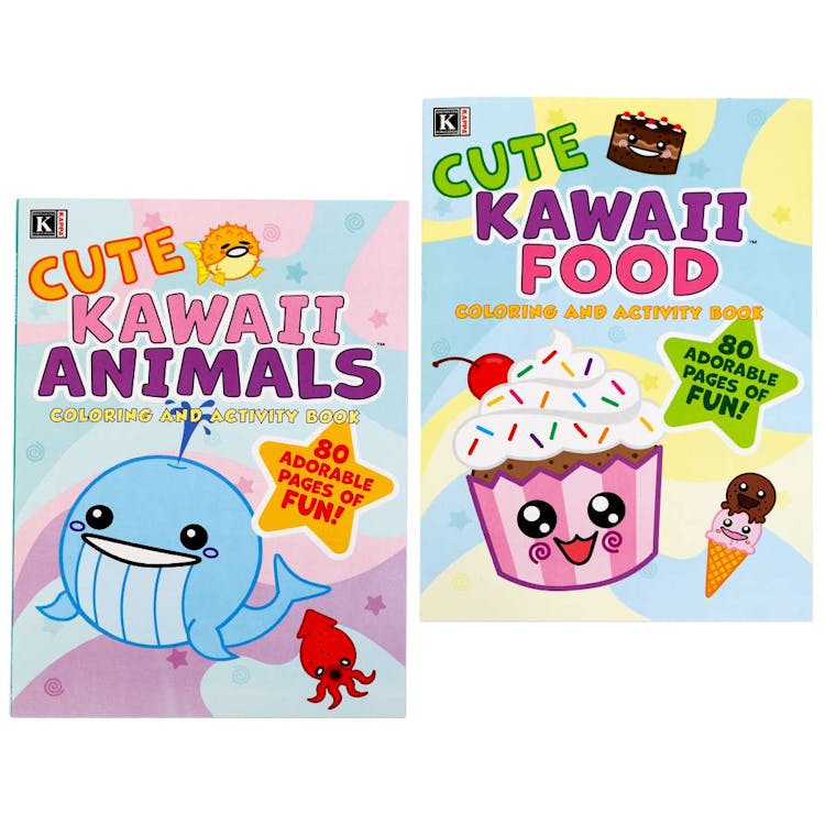 Cute Kawaii Food and Animals Coloring and Activity Books - 80 Pages 2