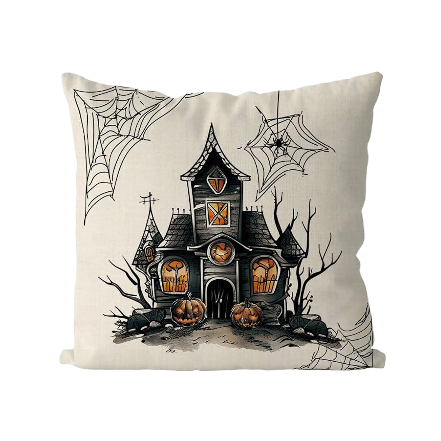 Linen Halloween reversible throw pillows 4