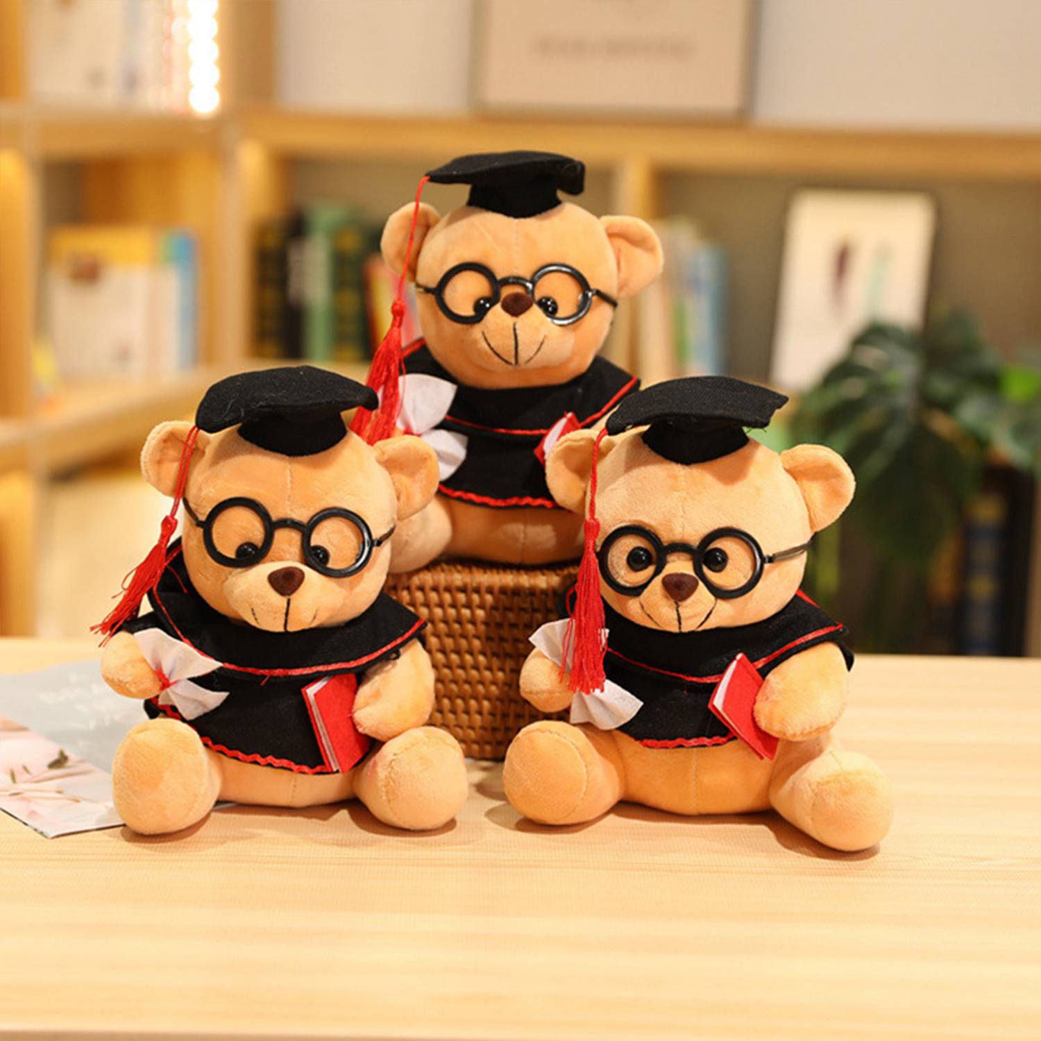 8.5" Short Plush Bear With Graduation Cap & Gown 2