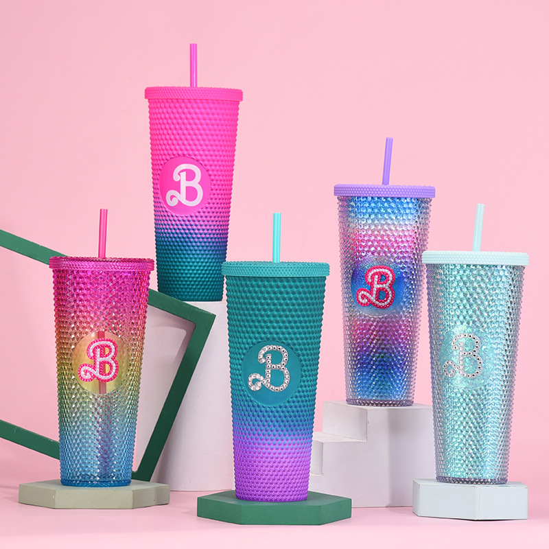 Double Layer Plastic Diamond Straw Cup 5