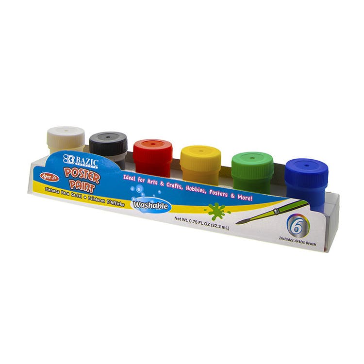 Poster Paints Set with Brush - 6 Colors Non-Toxic Washable 2