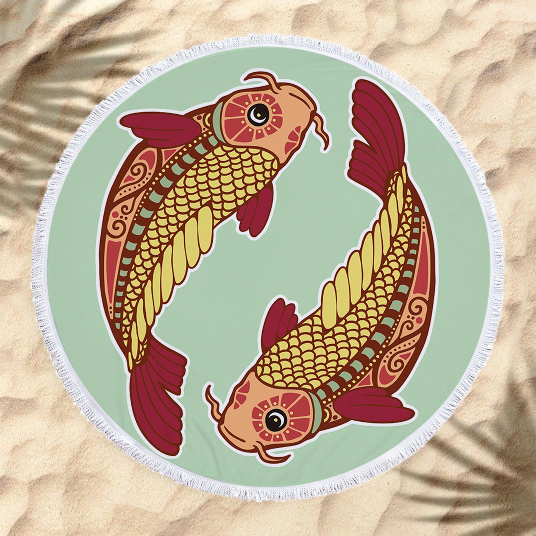 The Zodiac Printing Round Beach Towel With Tassels 5