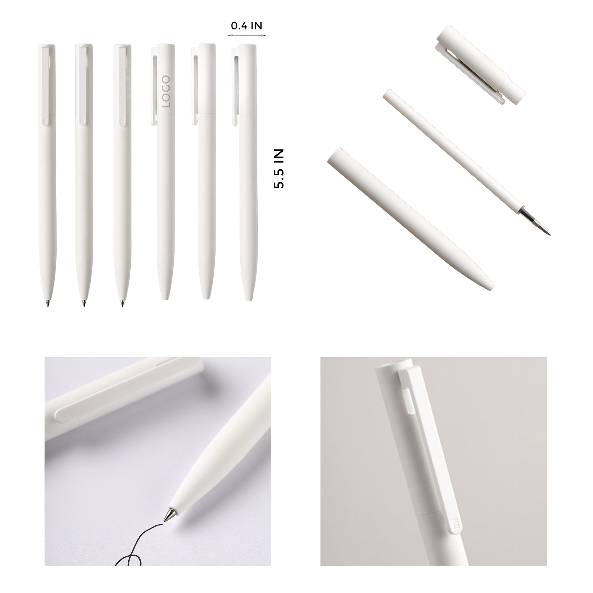 MOQ 10 PCS Durable Pure White Click Pen 2