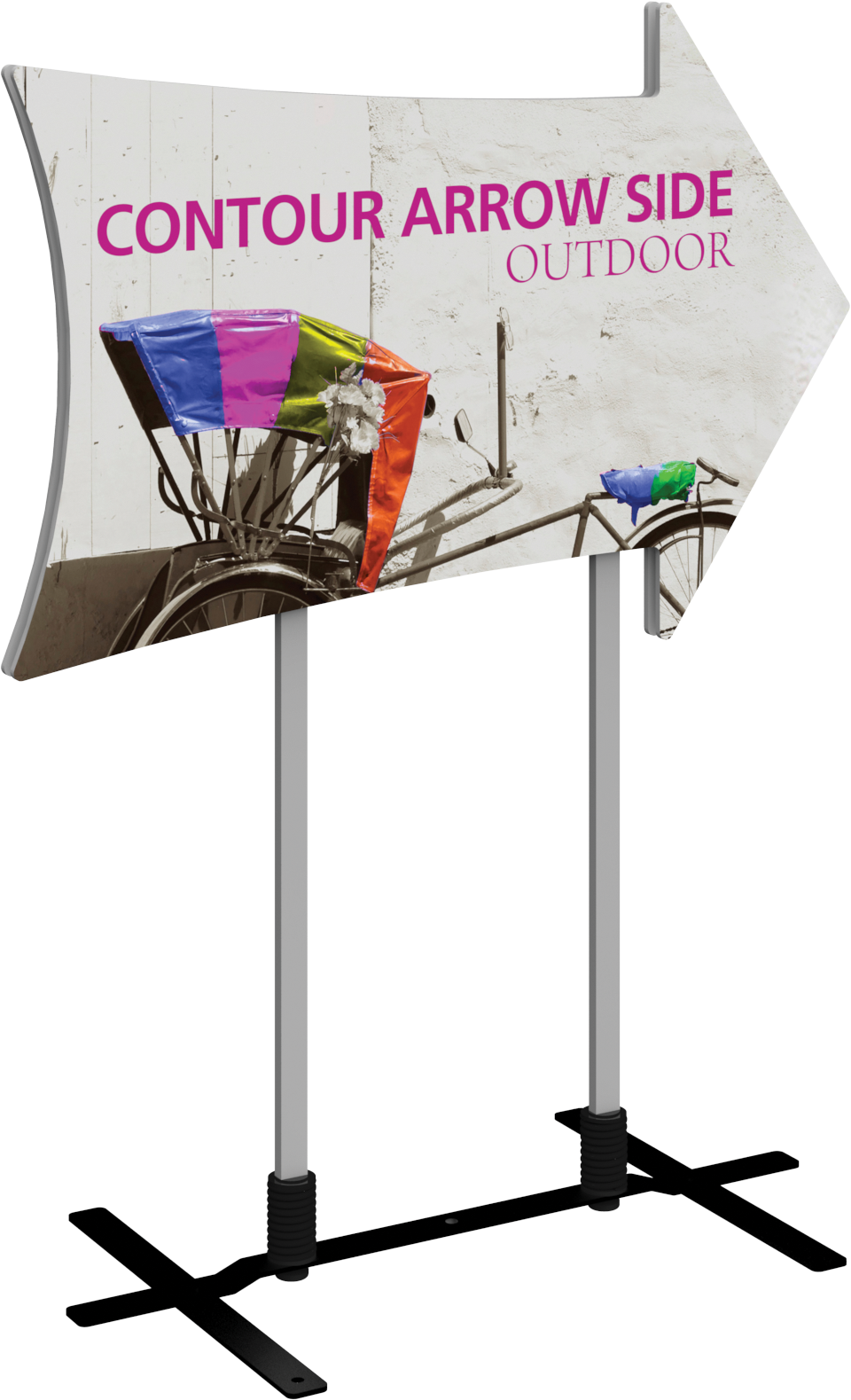 Contour Double Sided Outdoor Sign Arrow Side w/Plate Base