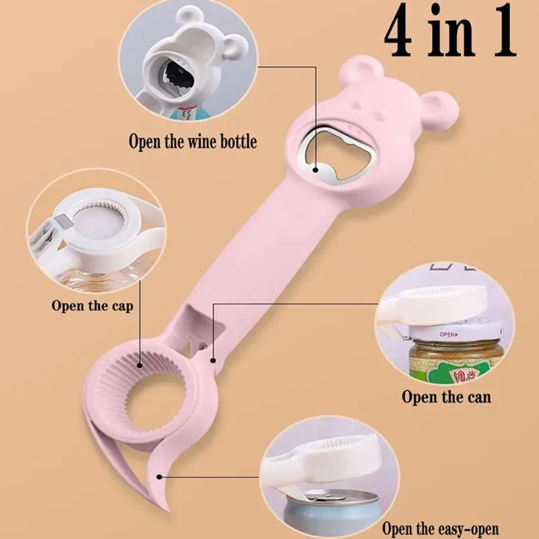 Multipurpose 4-in-1 Beer Bottle Opener Cap Tightening Device 5