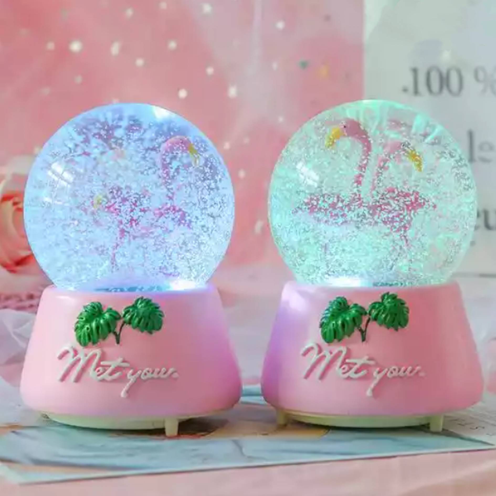Custom Souvenir Flamingo Snow Globe 1