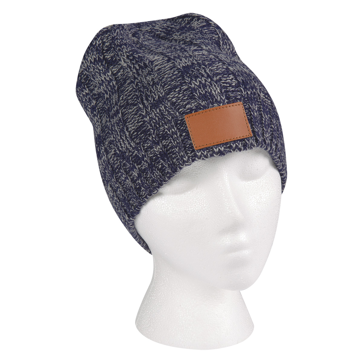 Knit Beanie With Leather Tag 4