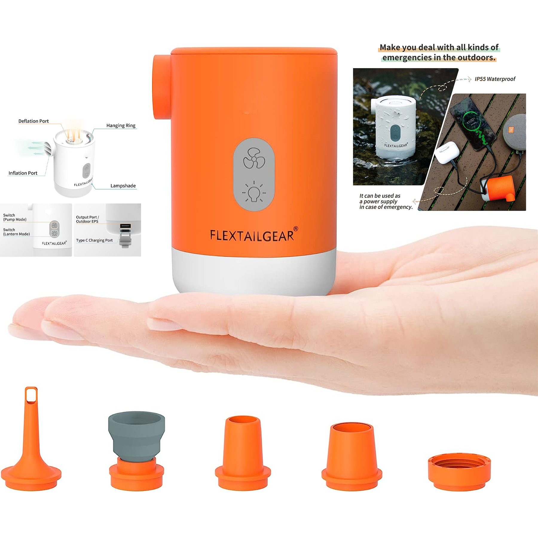 Rechargeable Battery Portable Air Mattress Pump