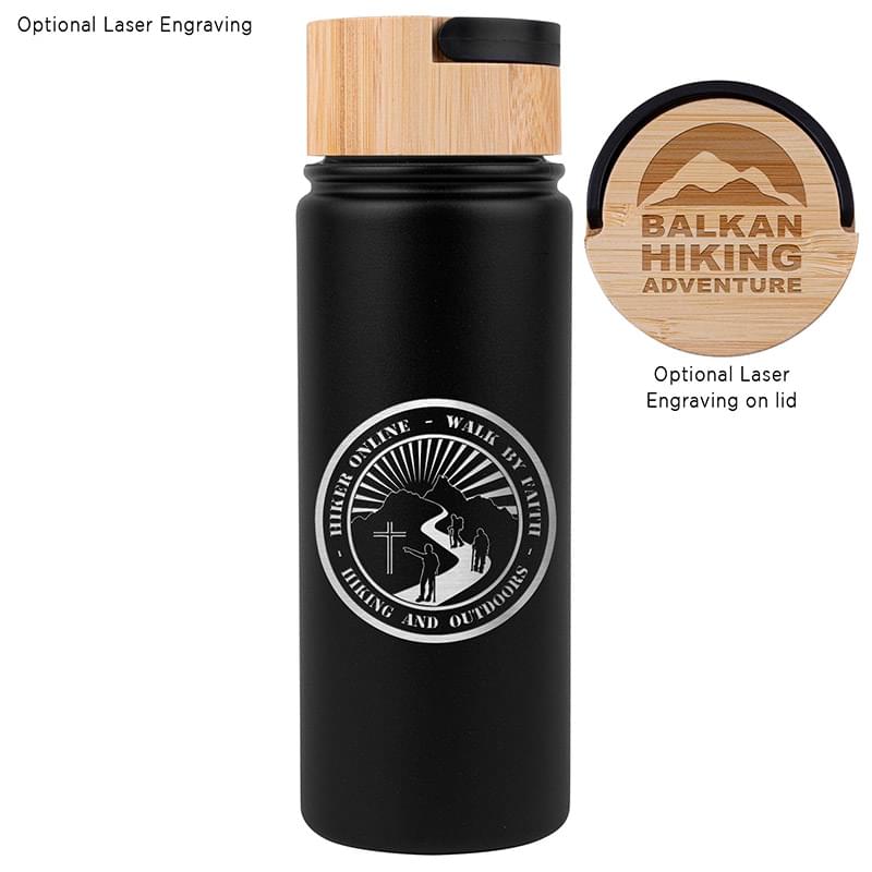 20oz. Vacuum-Sealed Stainless Water Bottle with Bamboo Lid, custom water bottle with logo imprint 6