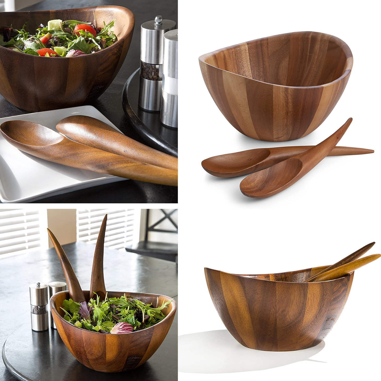 Gourmet Harmony 3 Piece Wooden Salad Bowl Set