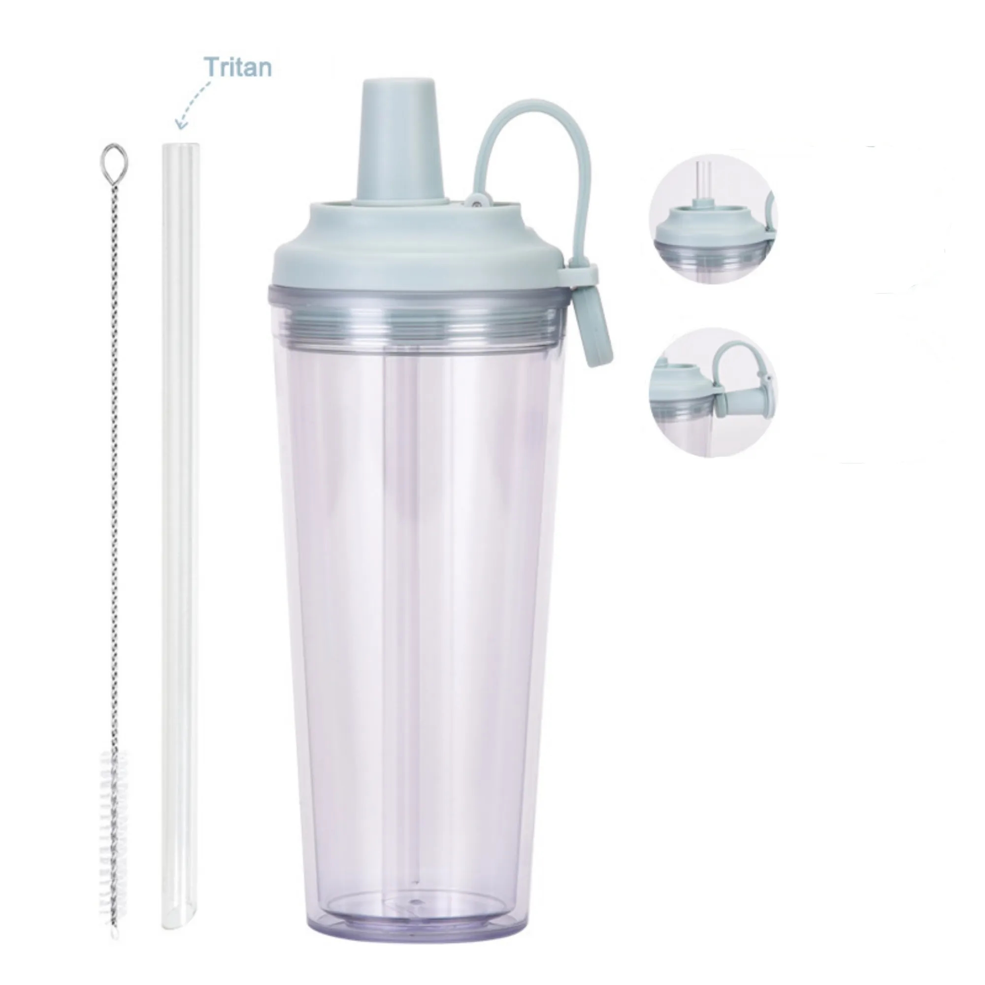 24oz Double-Layer Plastic Straw Cup 3