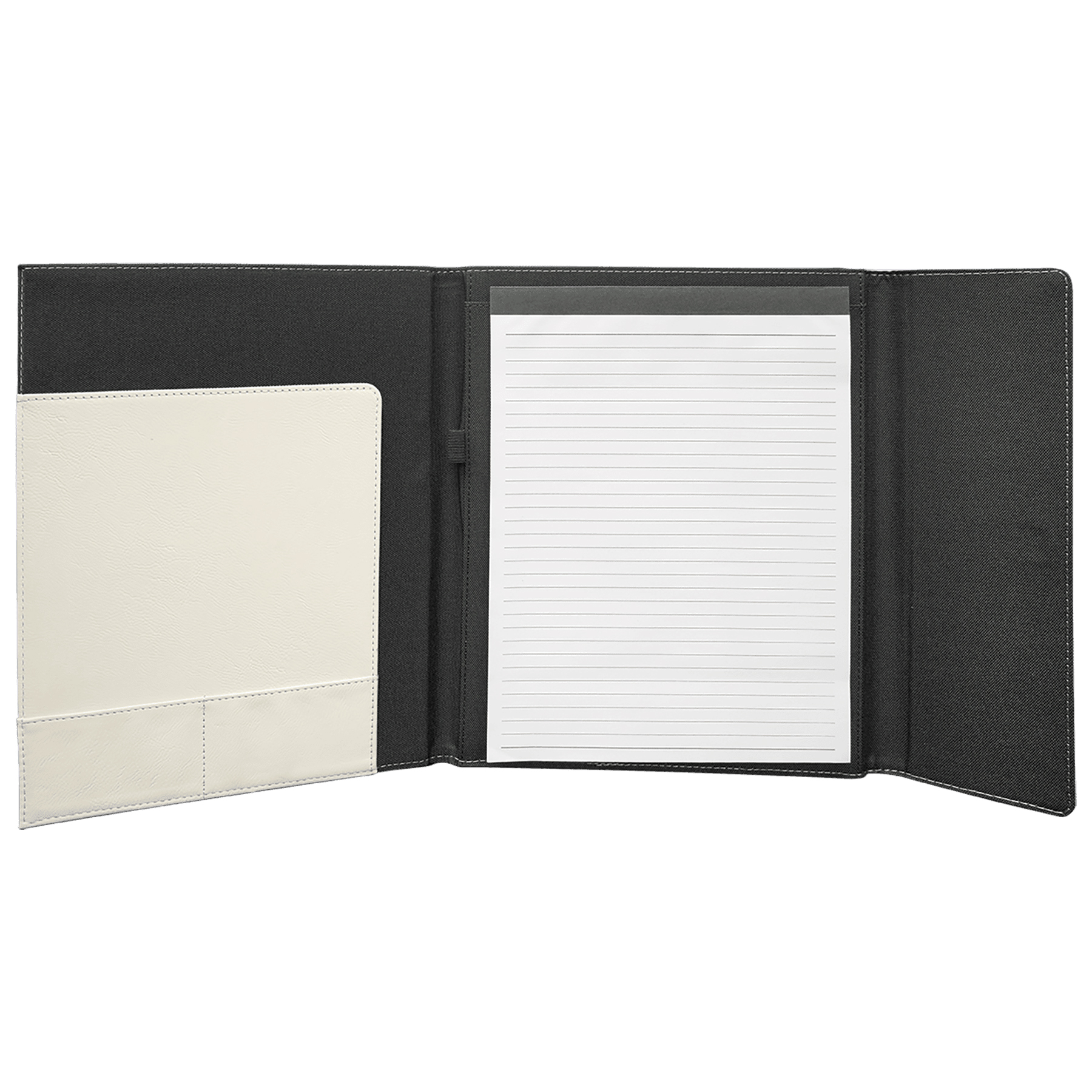 9" x 12" White Leatherette & Black Canvas Portfolio 8