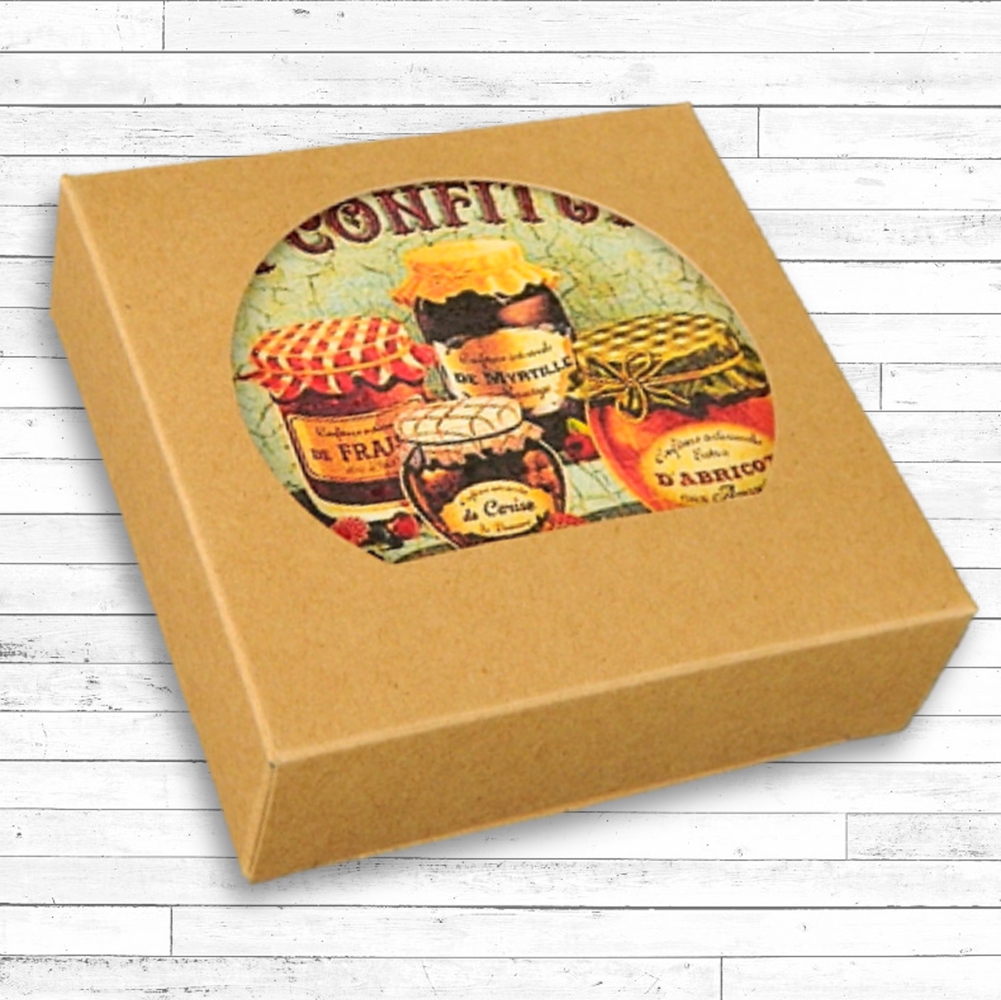 Set of 4 Square Layered Edge Absorbent Stone Coasters in Craft Window Box 5