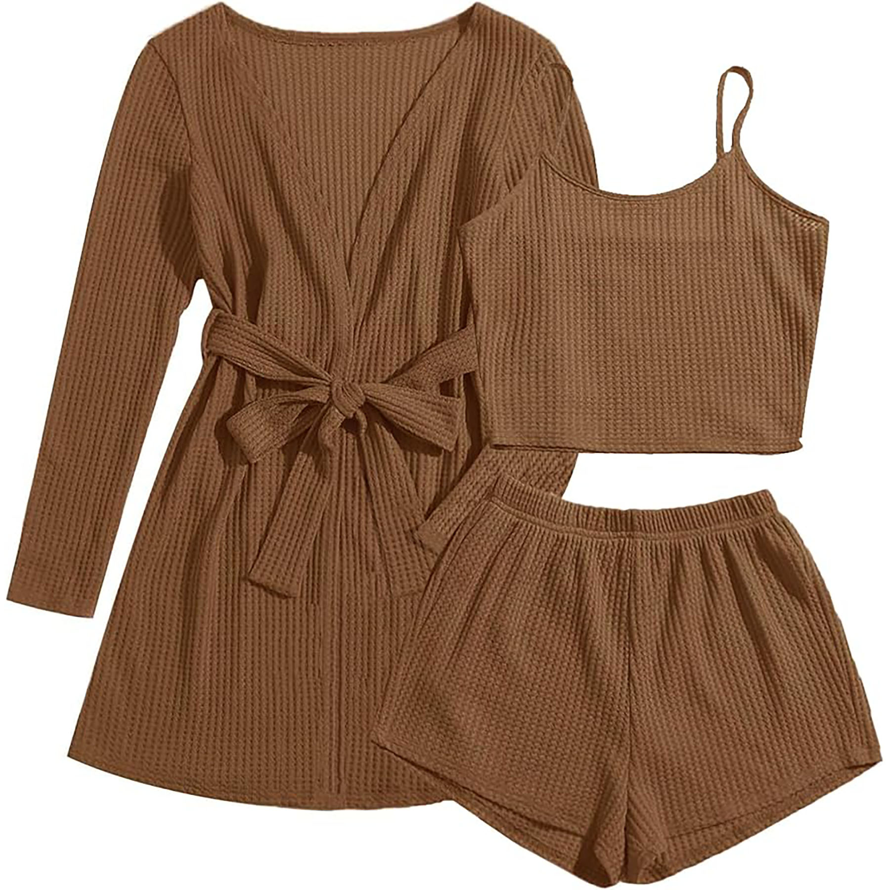  Womens 3 Piece Waffle Knit Pajama 7