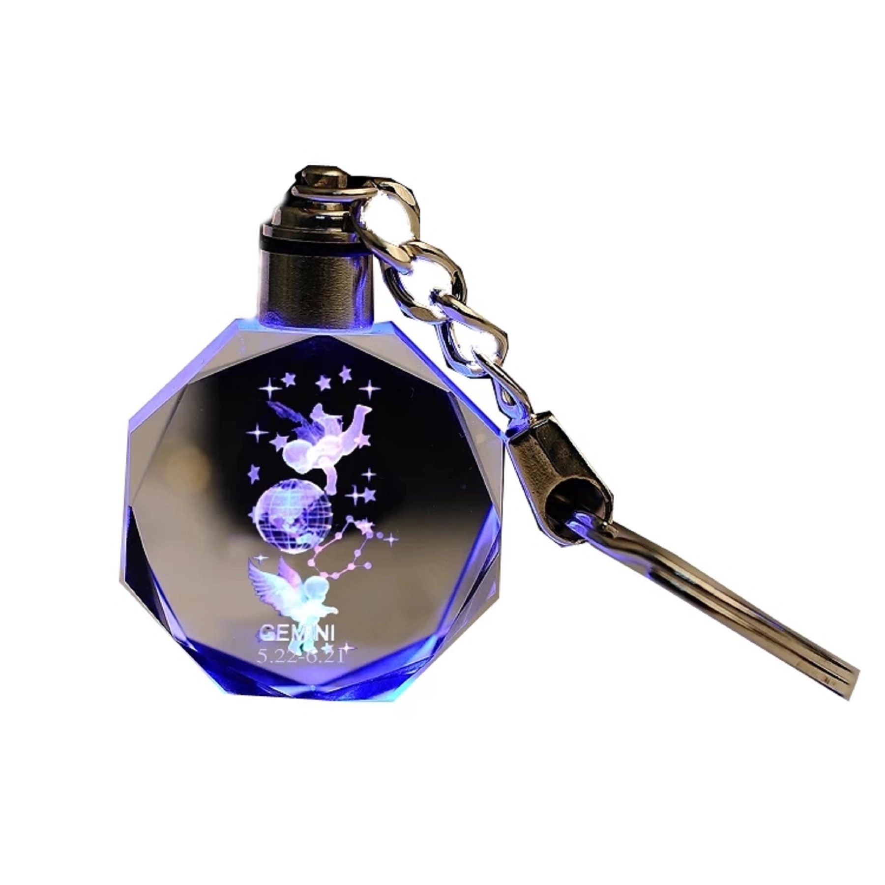 LED Light Octagon Crystal Key Chain 10