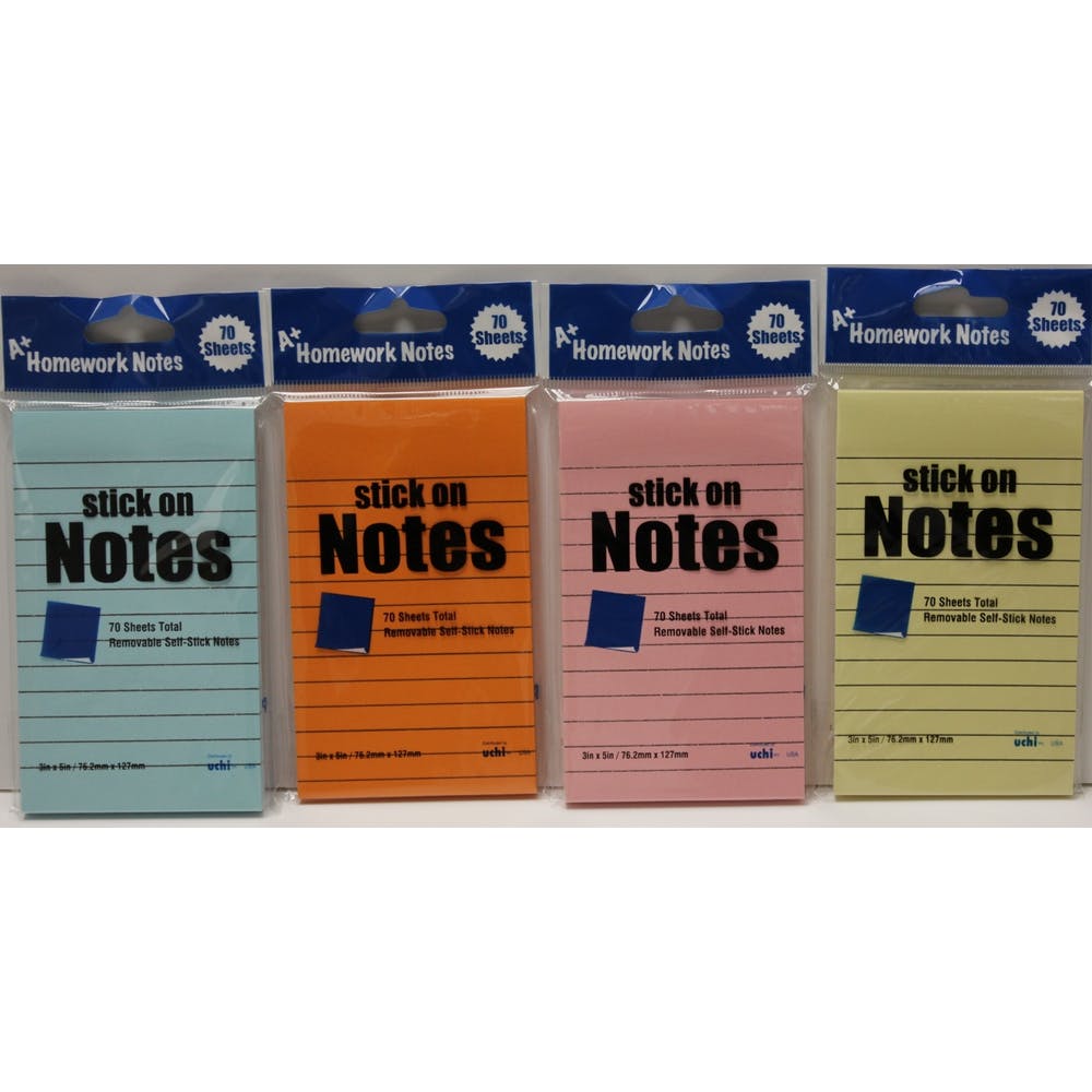 Stick On Notes - Lined 70 Sheets Assorted Colors 2