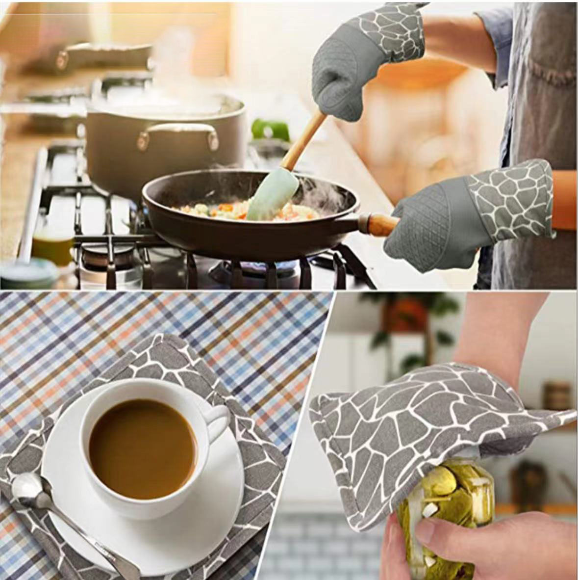 Silicone Charming Giraffe Oven Mitts Set 1
