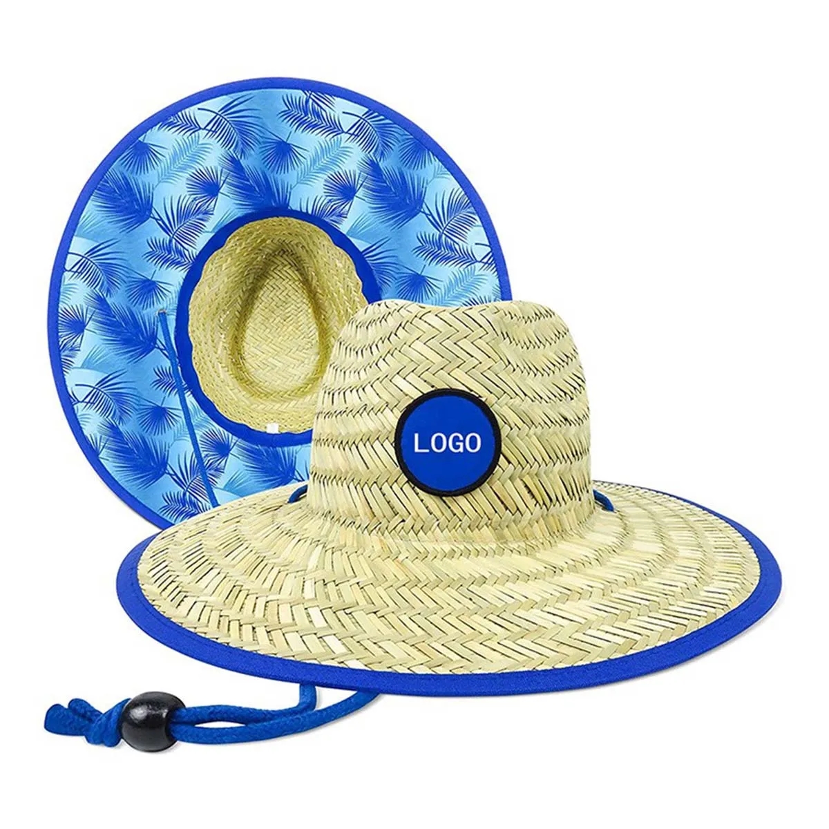 Summer Wide Brim Straw Woven Fisherman Hat With Woven Patch 4