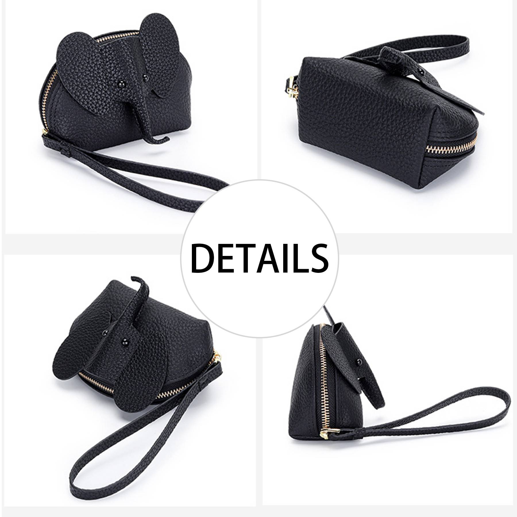 Genuine Leather Cartoon Elephant Mini Coin Purse Wallet 7