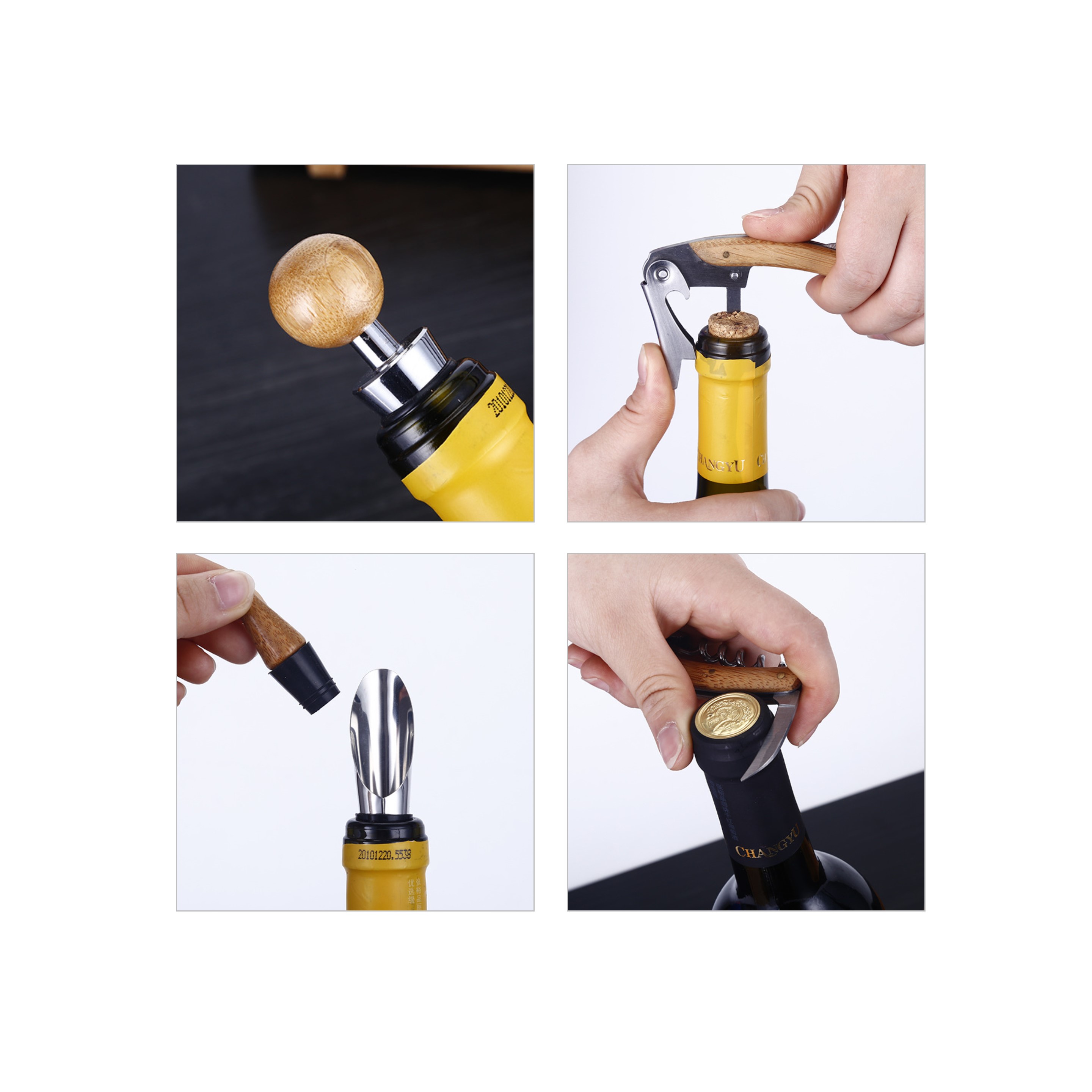 Bamboo Wine Opener Kit 5