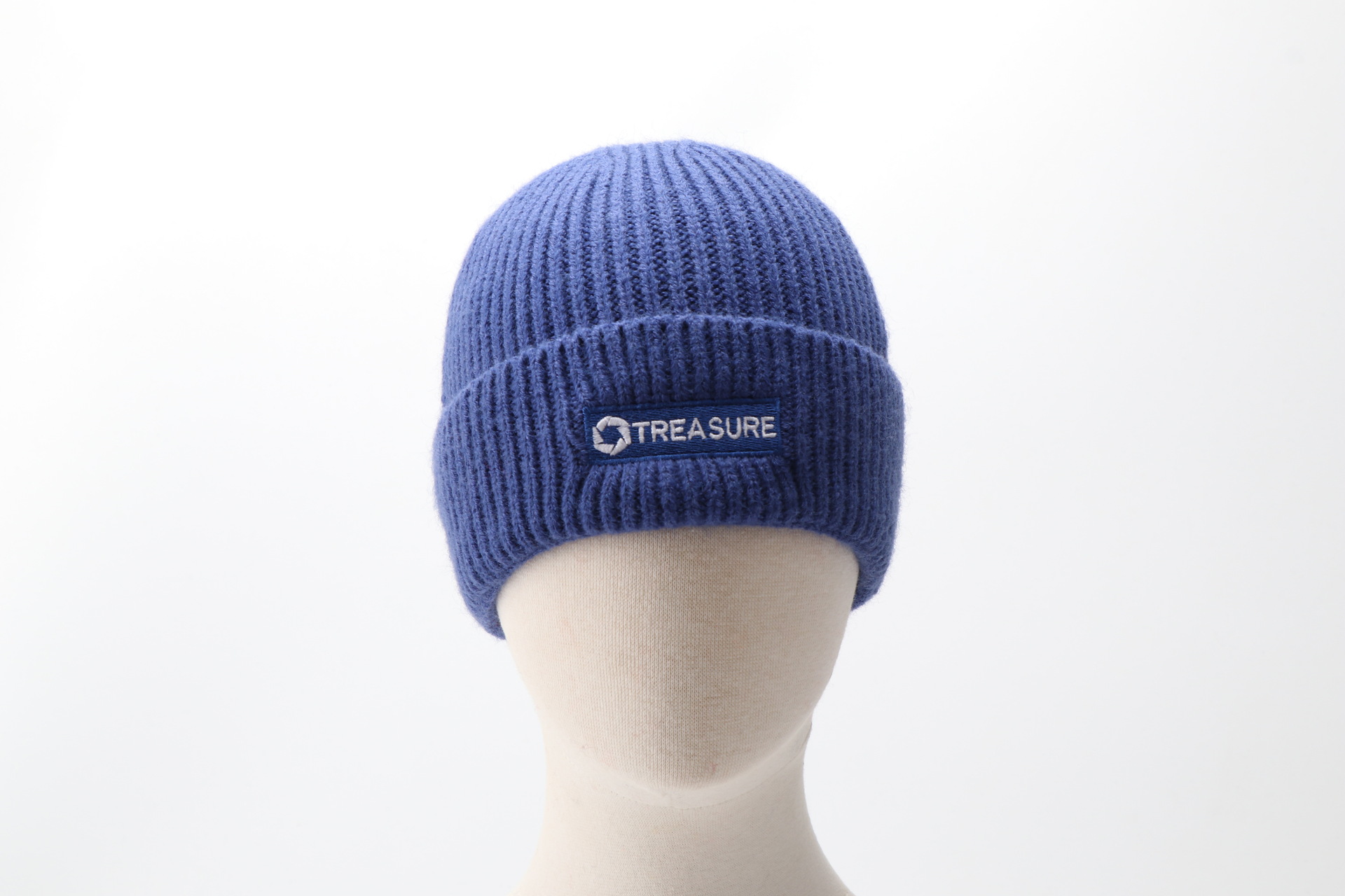Embroidery Knit Roll Cuff Beanie Cap 3