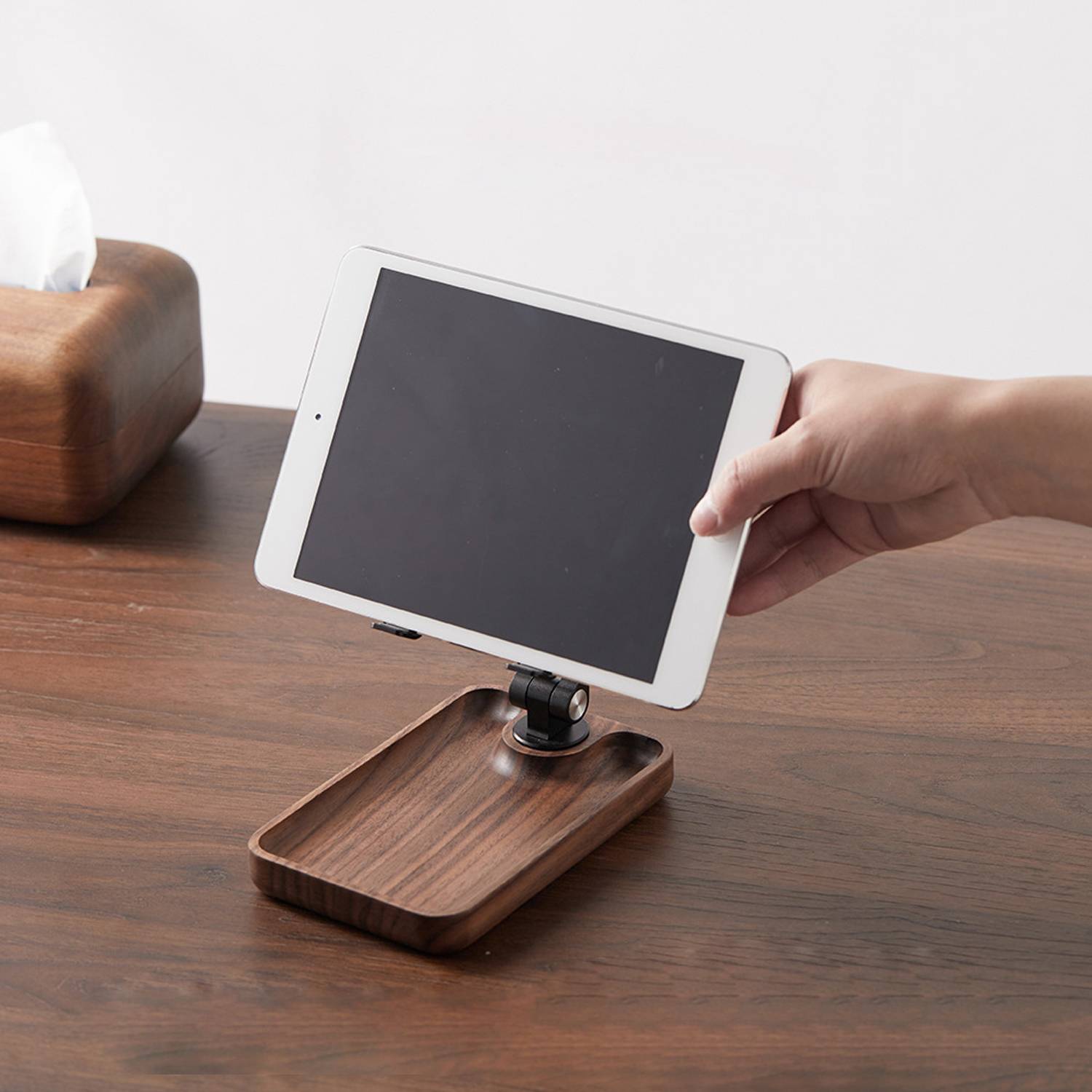 Aluminum Alloy Solid Wood Rotating Folding Phone Holder 4