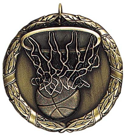 Basketball XR200 Series Medal, 2" 1