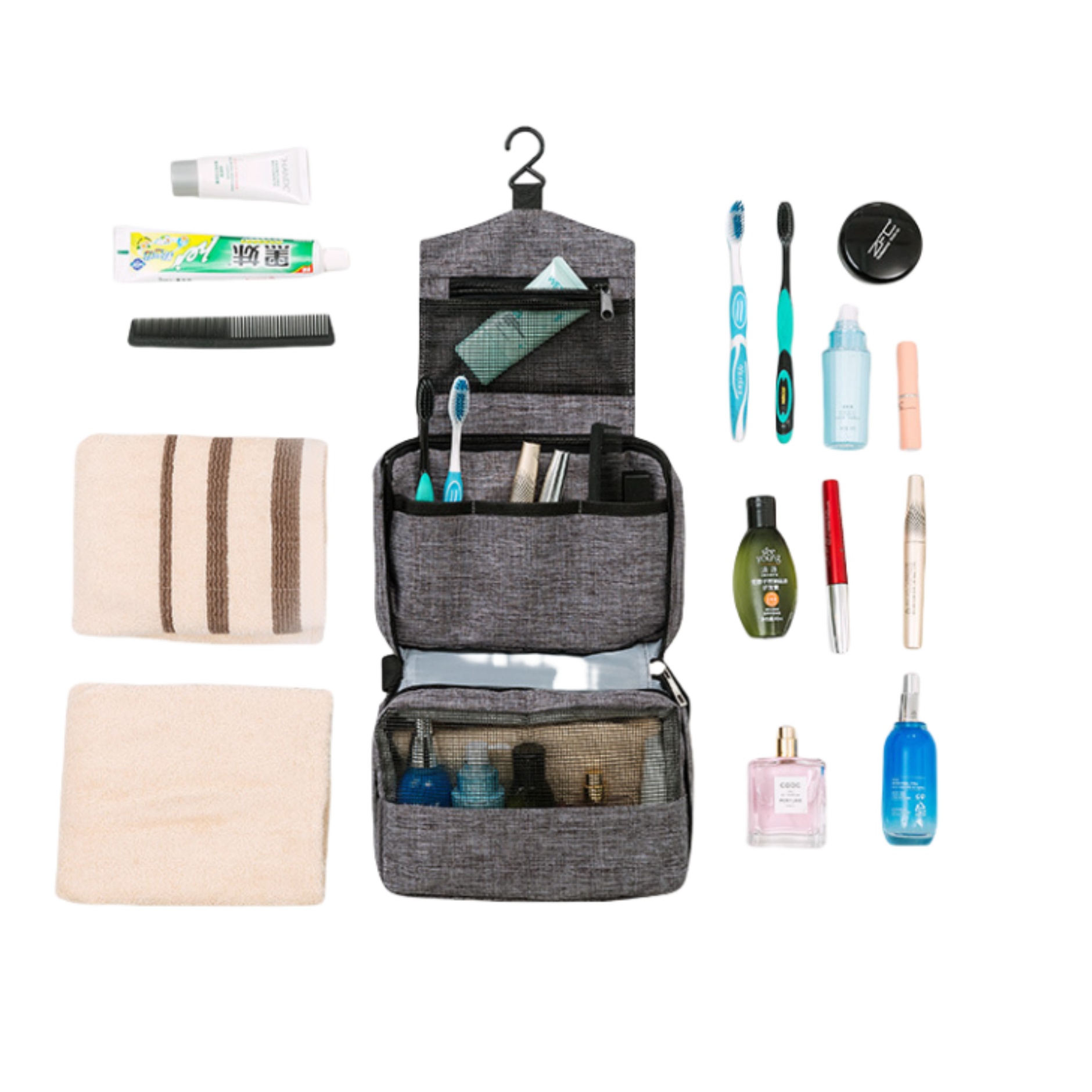 Large Capacity Travel Toiletry Bag with Hanging Hook 6