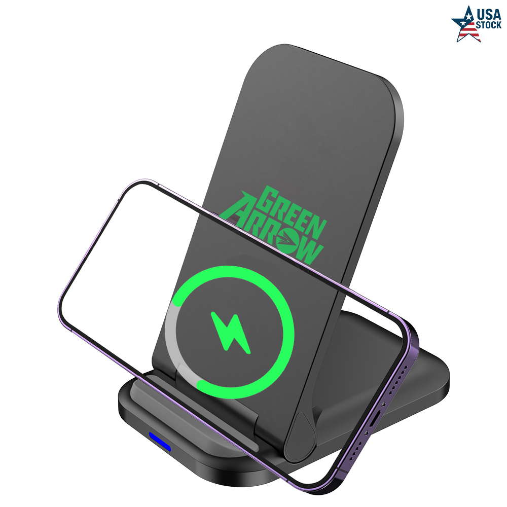 15W Foldable Wireless Charger Stand with Dual Coils & Adjustable Angle 2