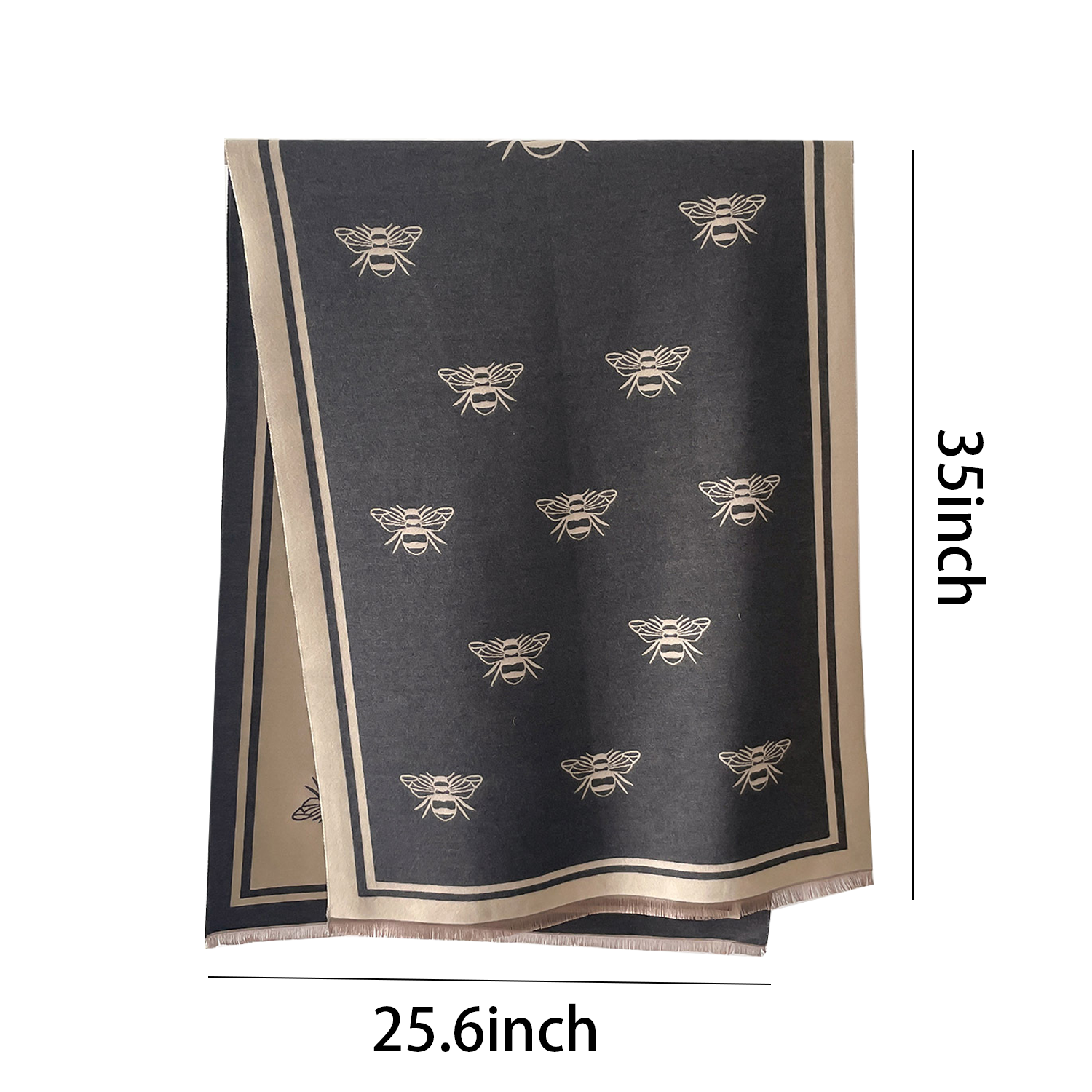 Imitation cashmere bee print scarf 3