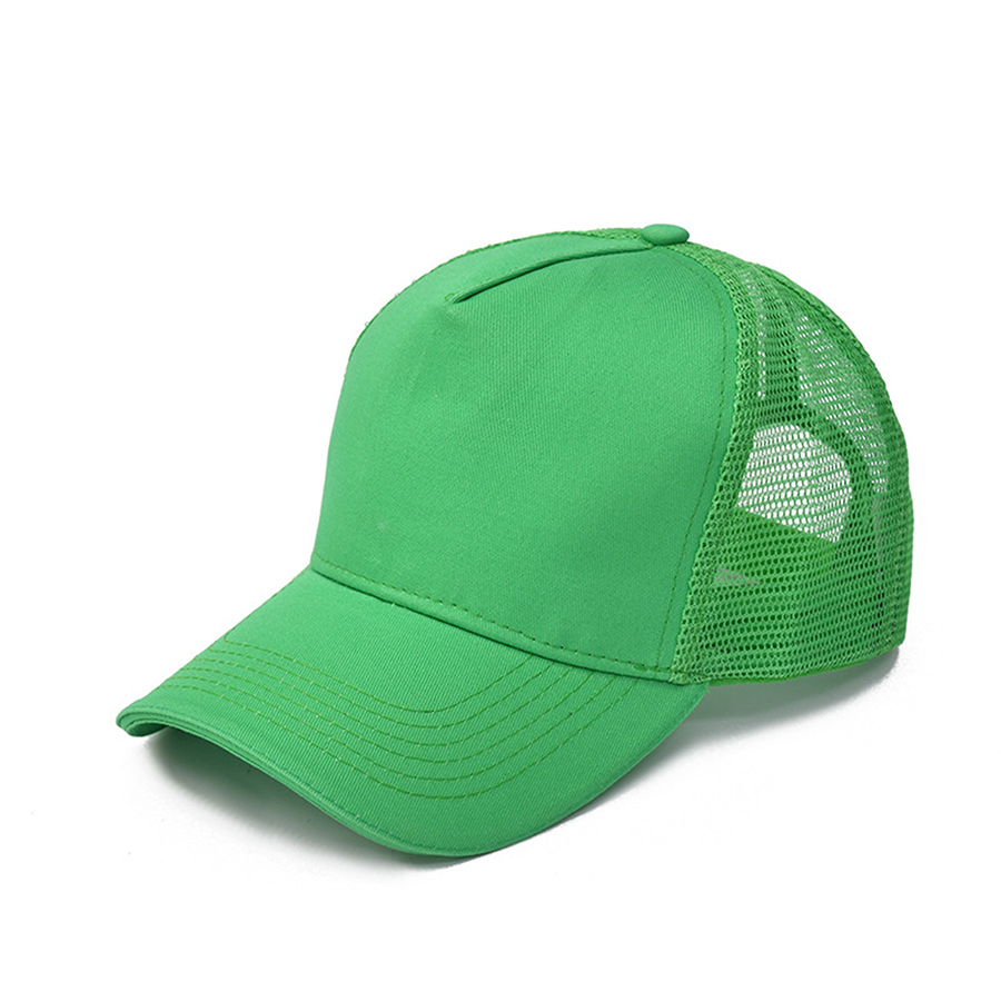 Stock Solid Color Cotton 5-Panel Trucker Cap 3