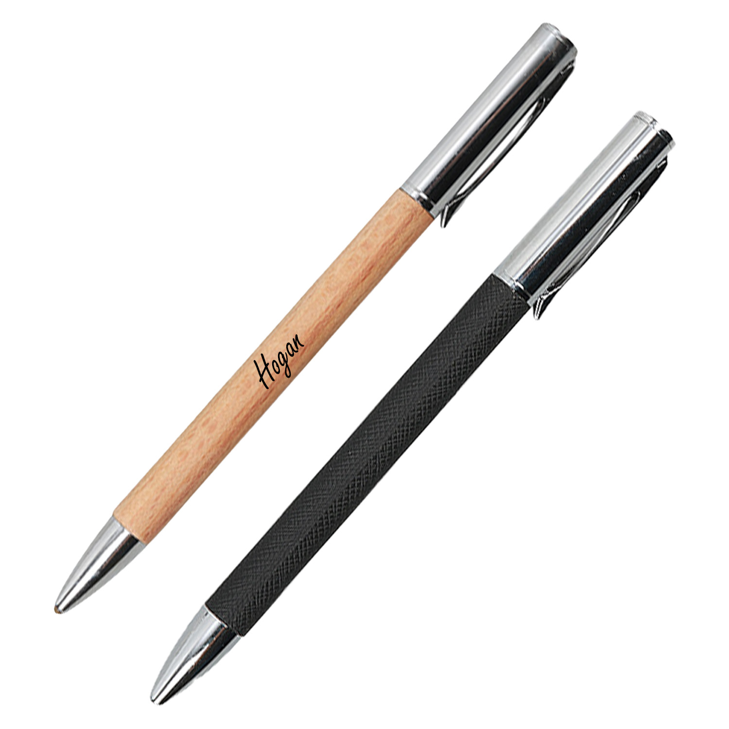 Metal wooden rod signature ballpoint pen 1